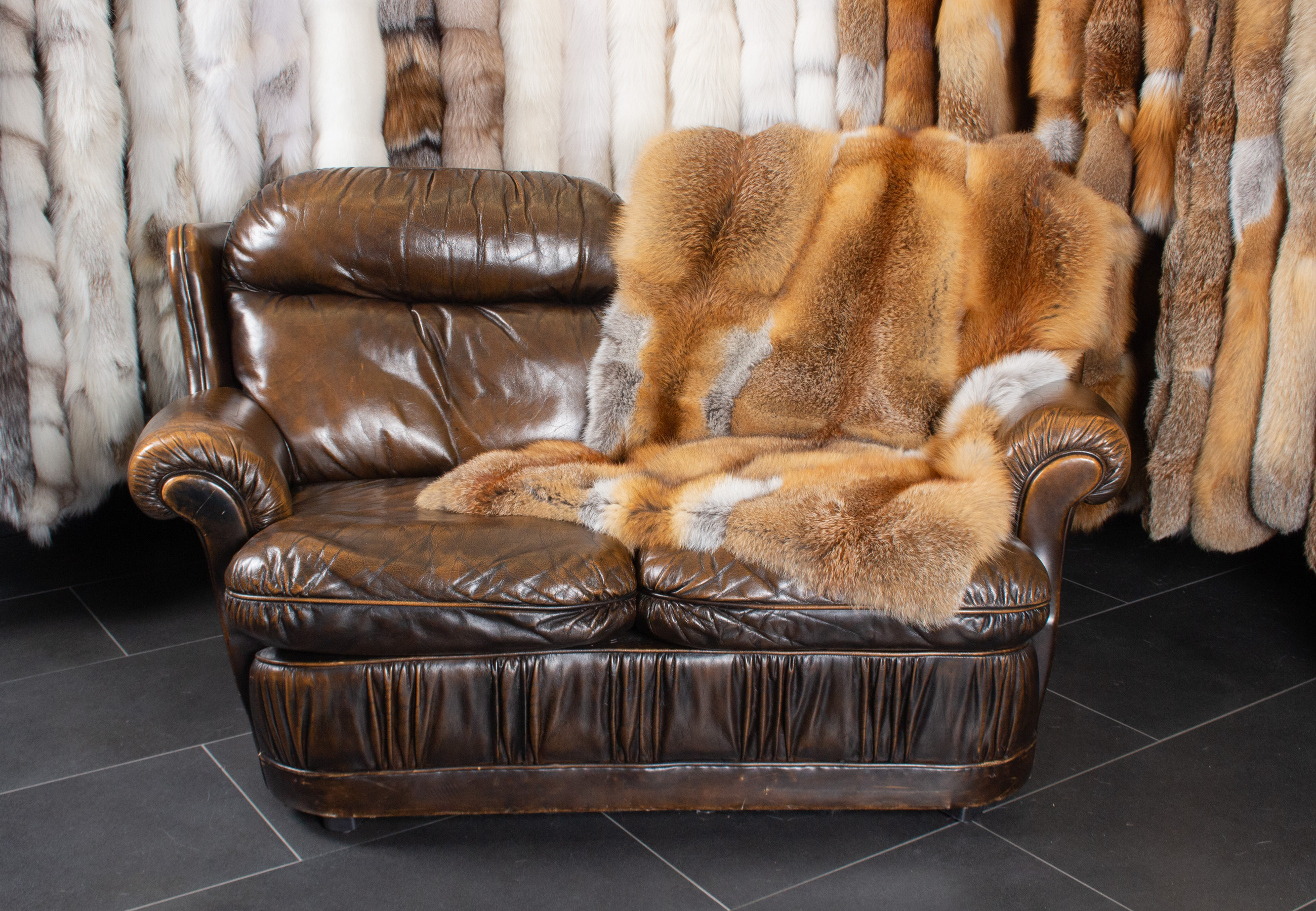 European Red Fox Fur Plaid