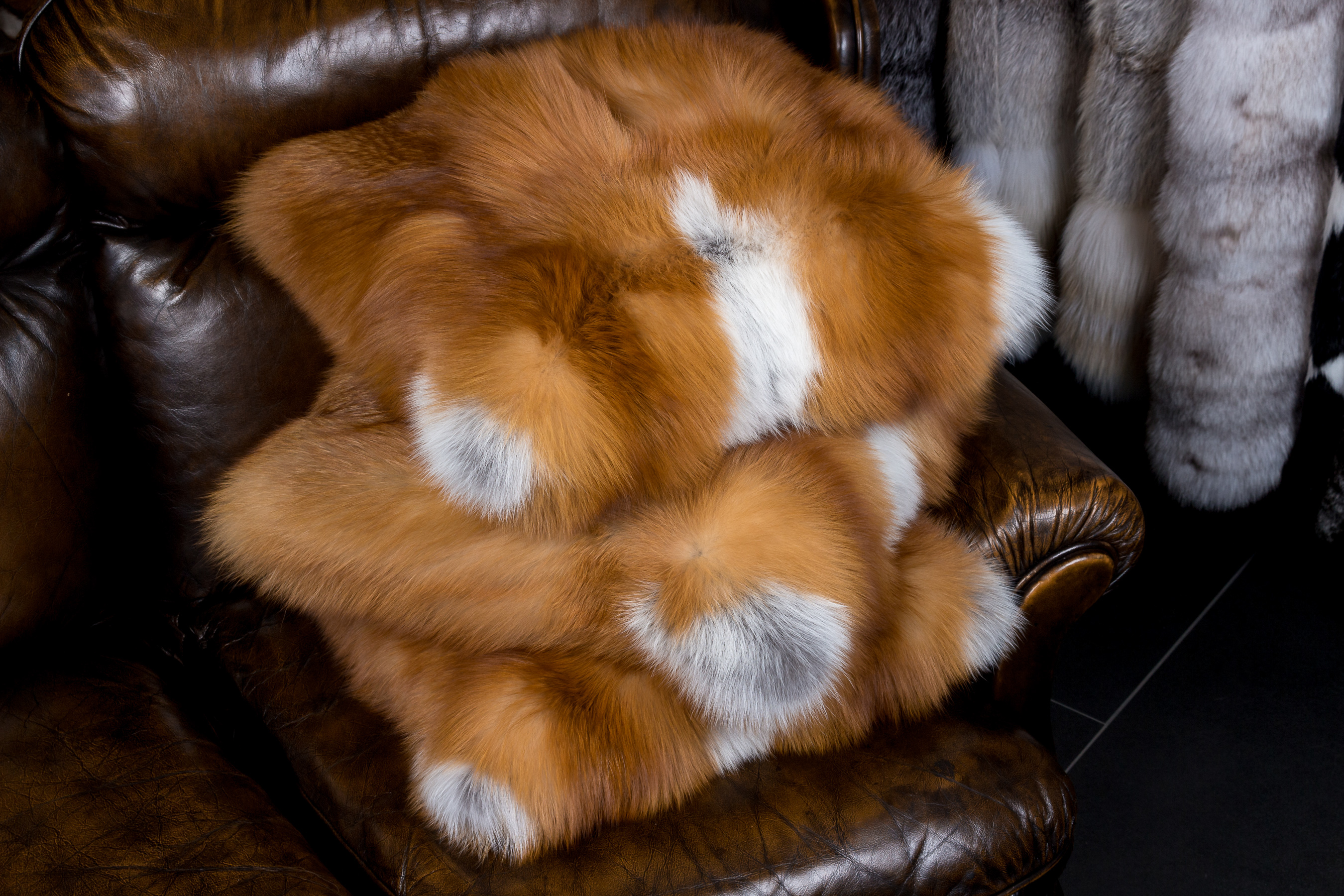 Fur pillow made of Canadian red fox