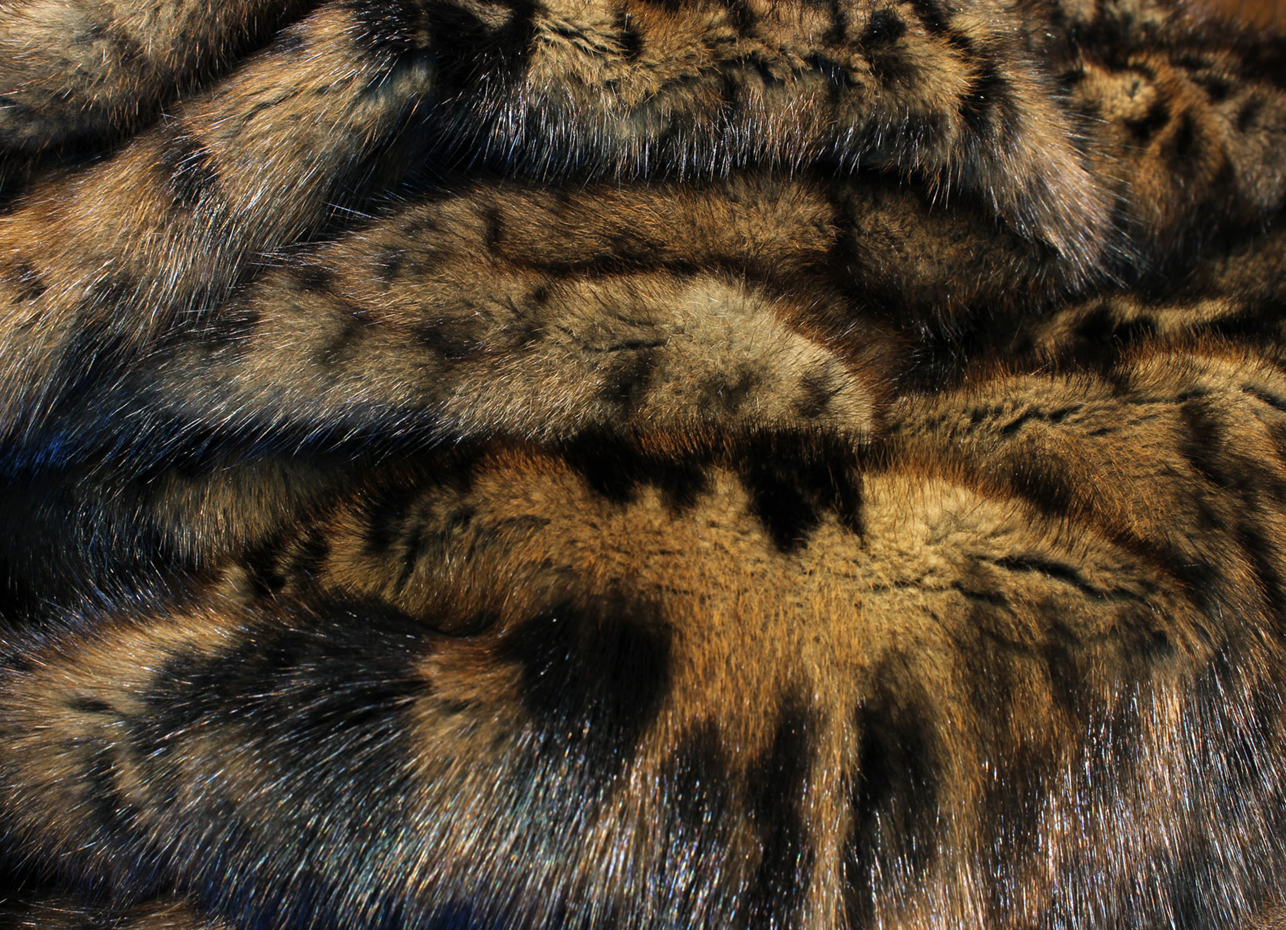 Musquash Fur Blanket in brown with catprint