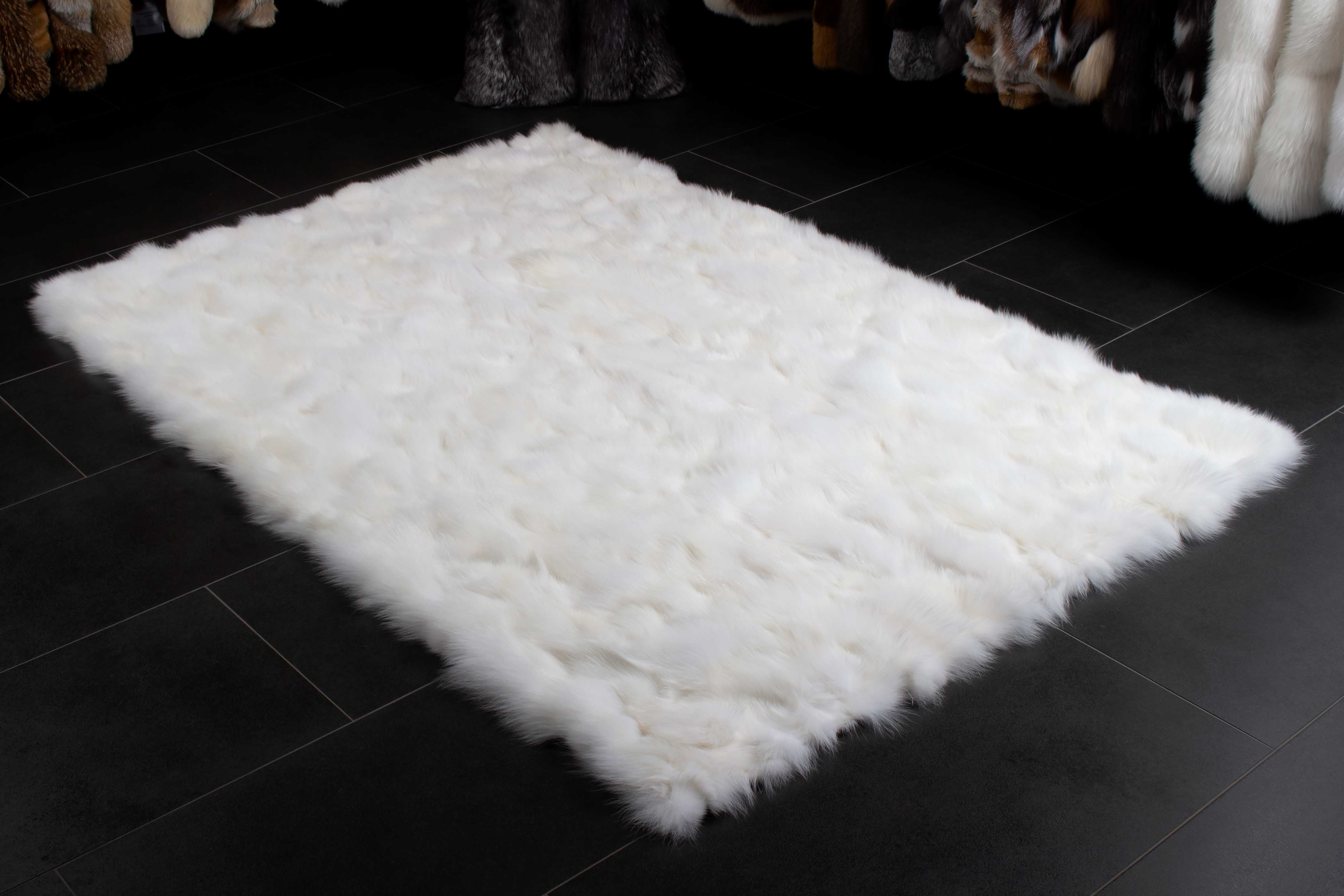 Scandinavian Fox Pieces Fur Rug in White
