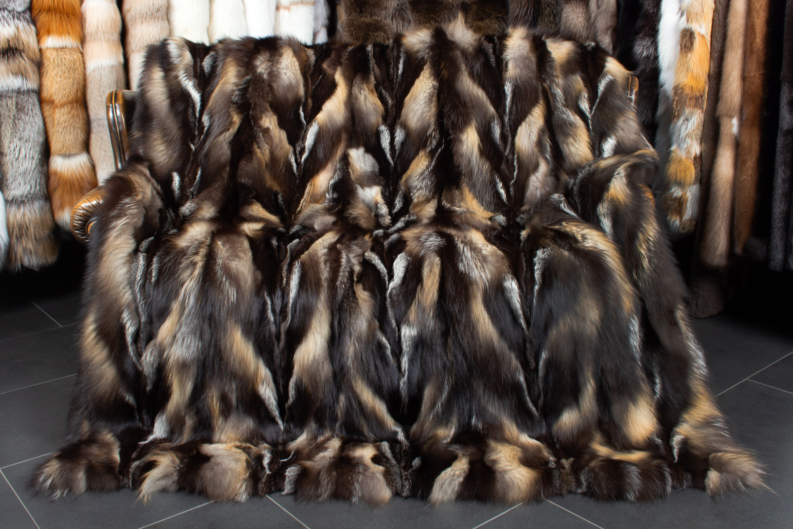 Cross Fox Fur Blanket