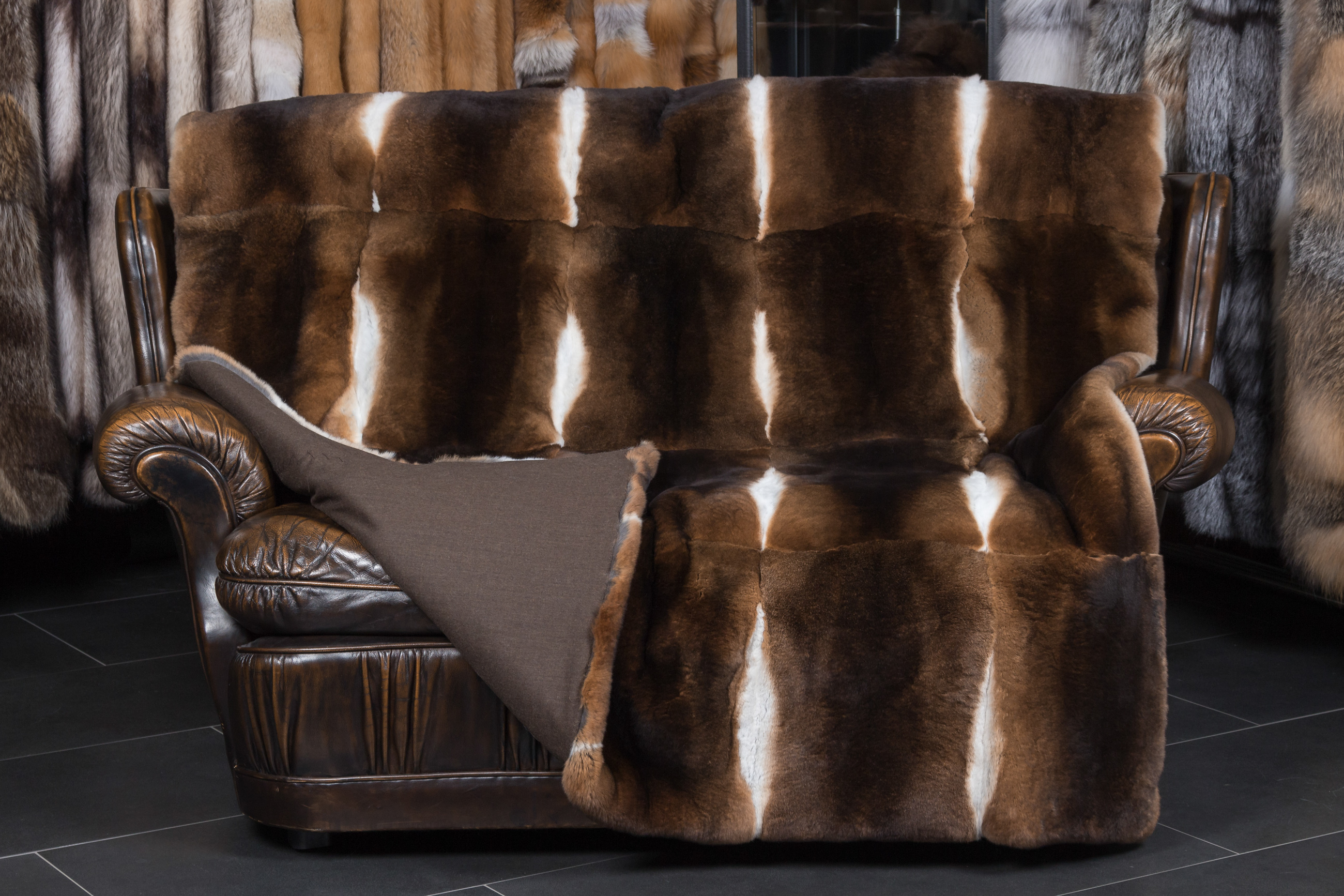 Castor Rex Rabbit Fur Blanket - Natural - very soft