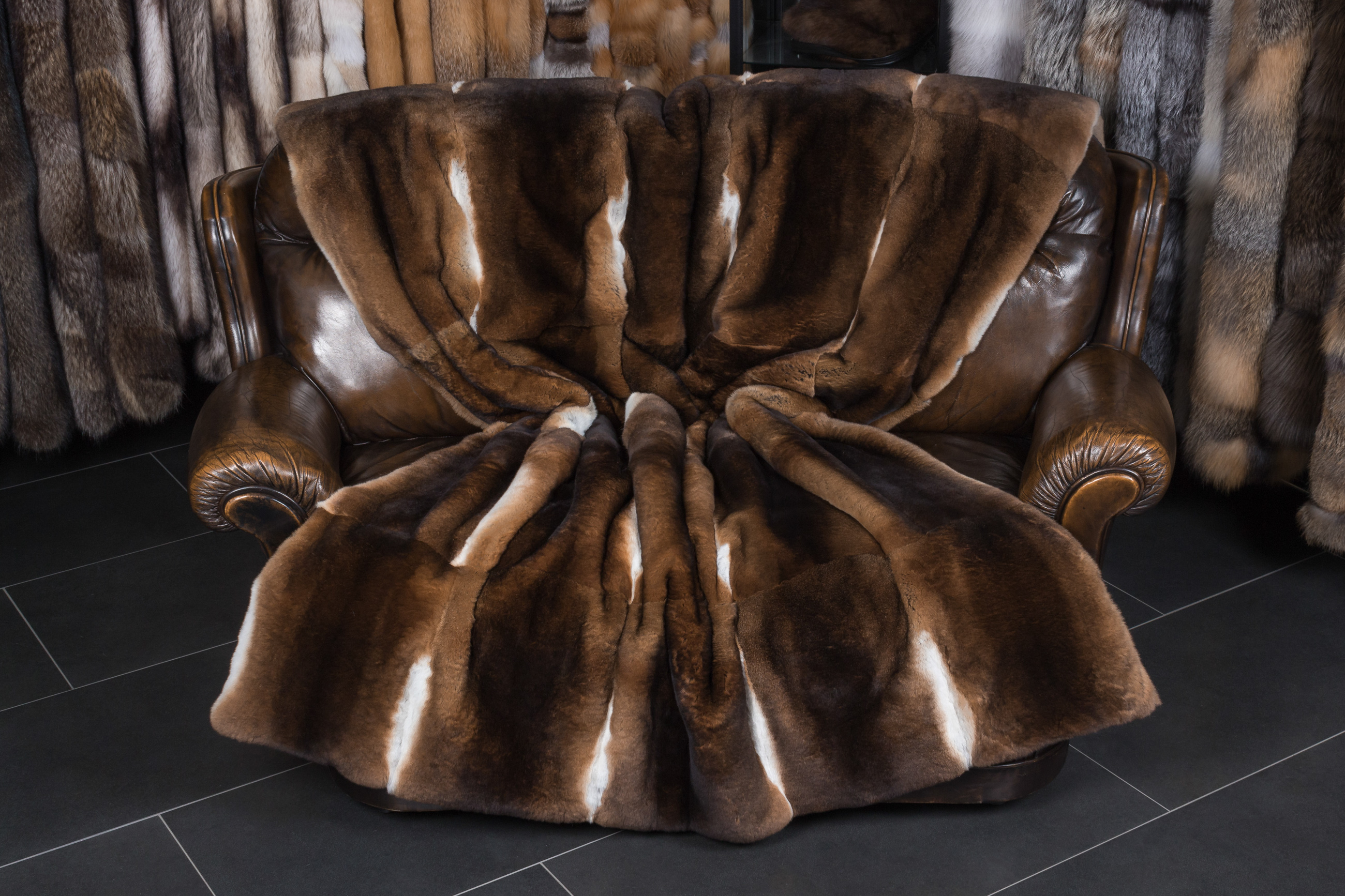 Castor Rex Rabbit Fur Blanket - Natural - very soft