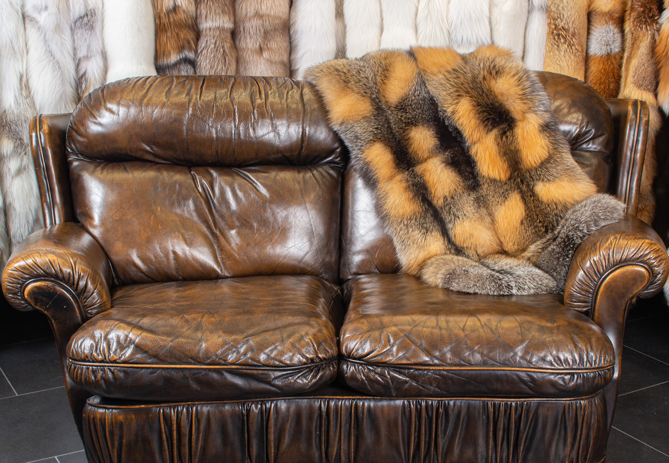 Fur Plaid made of Wild Cross Fox Fur Plaid made of Wild Cross Fox