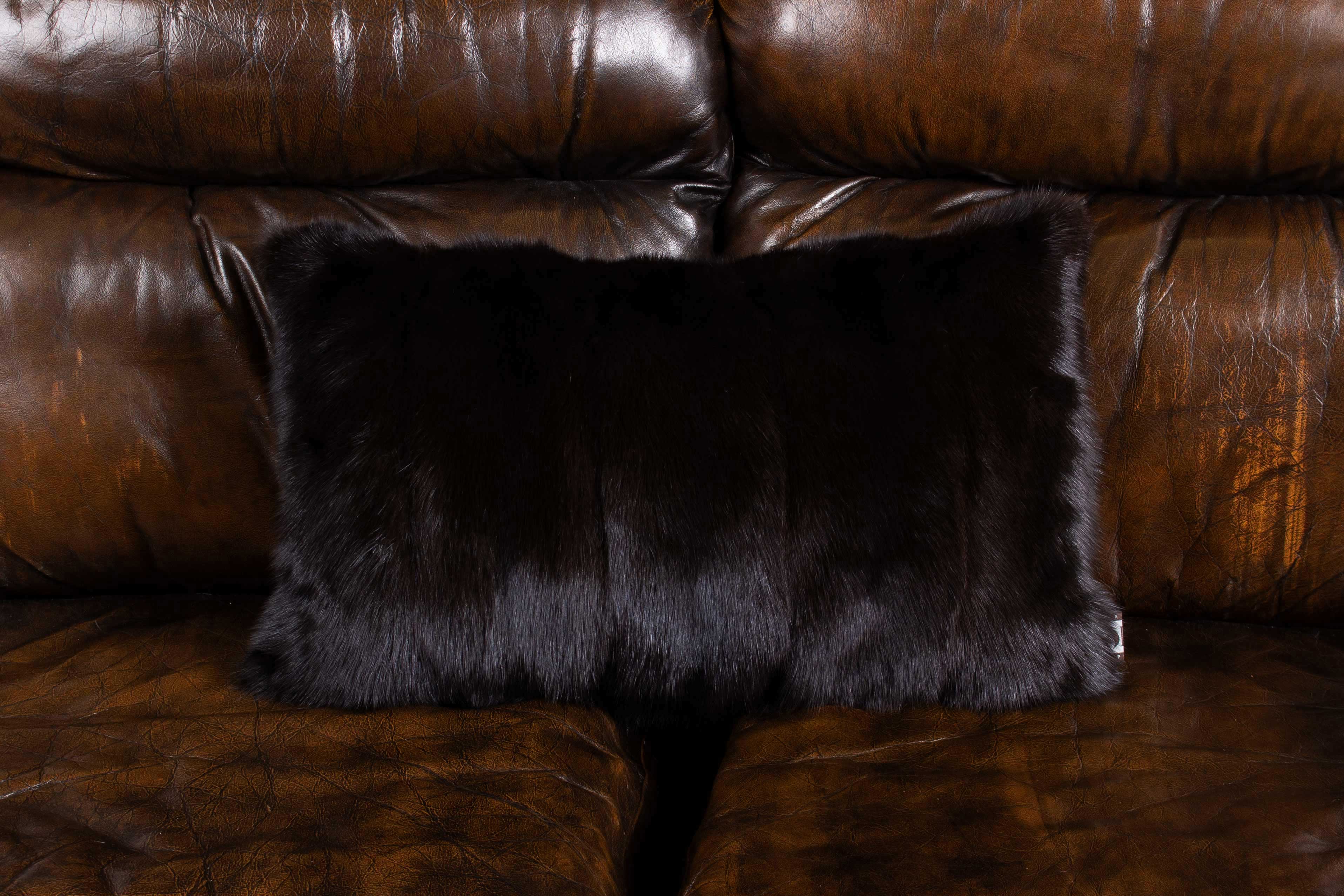 Russian Sable Fur Pillow Gray Smoke Real Fur