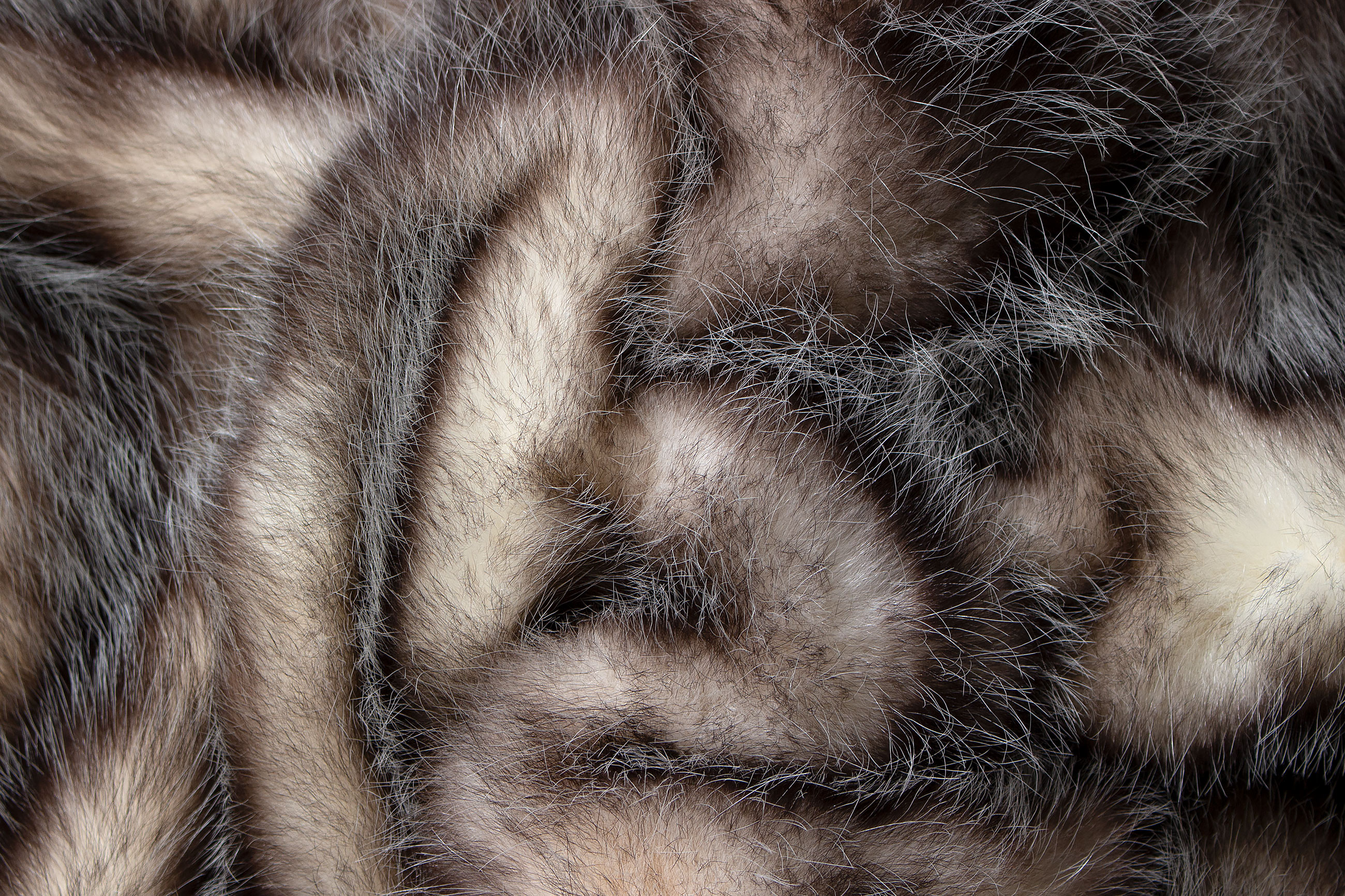 Natural Opossum Fur Rug made with Genuine Fur