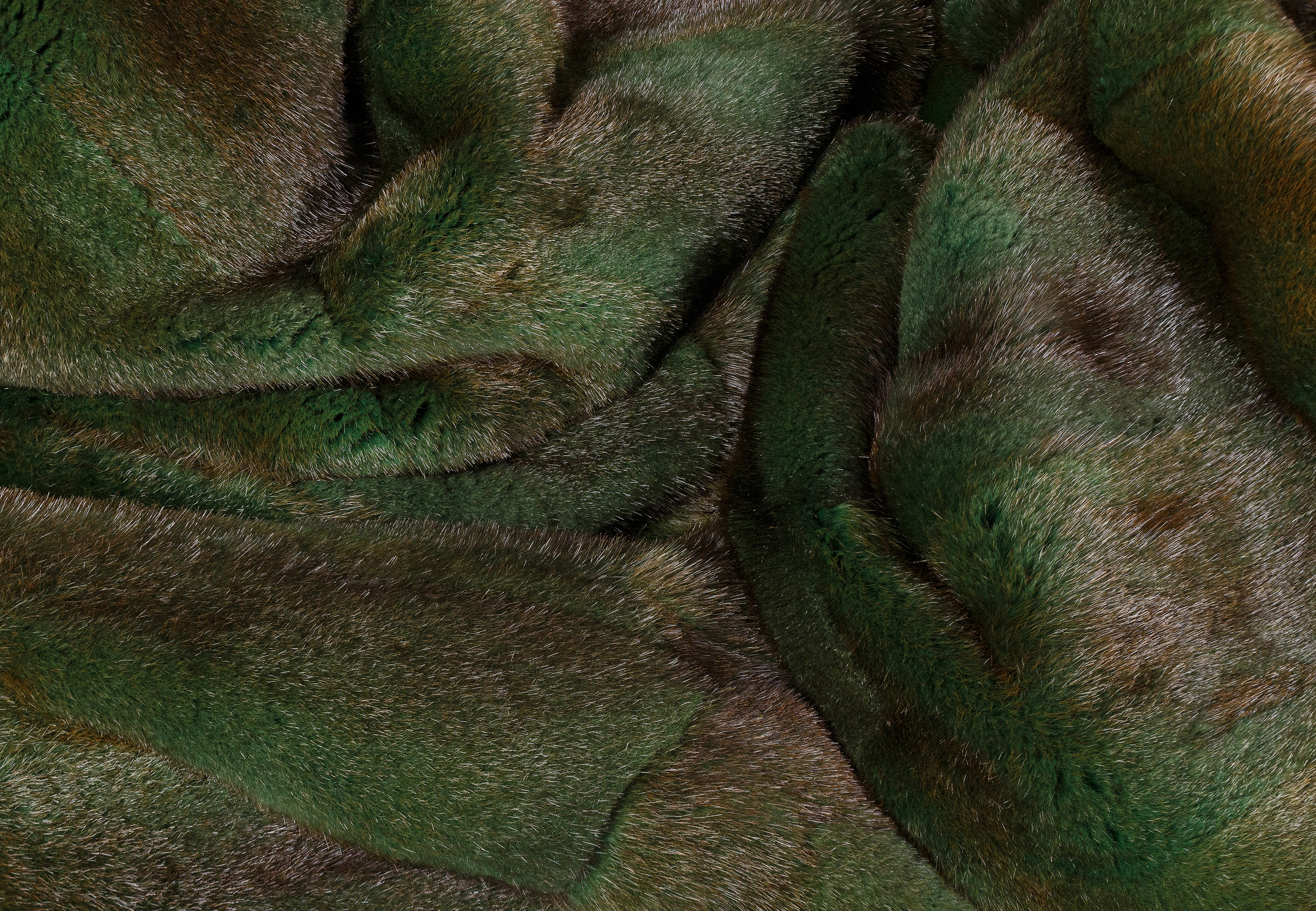 Green Muskrat Fur Blanket