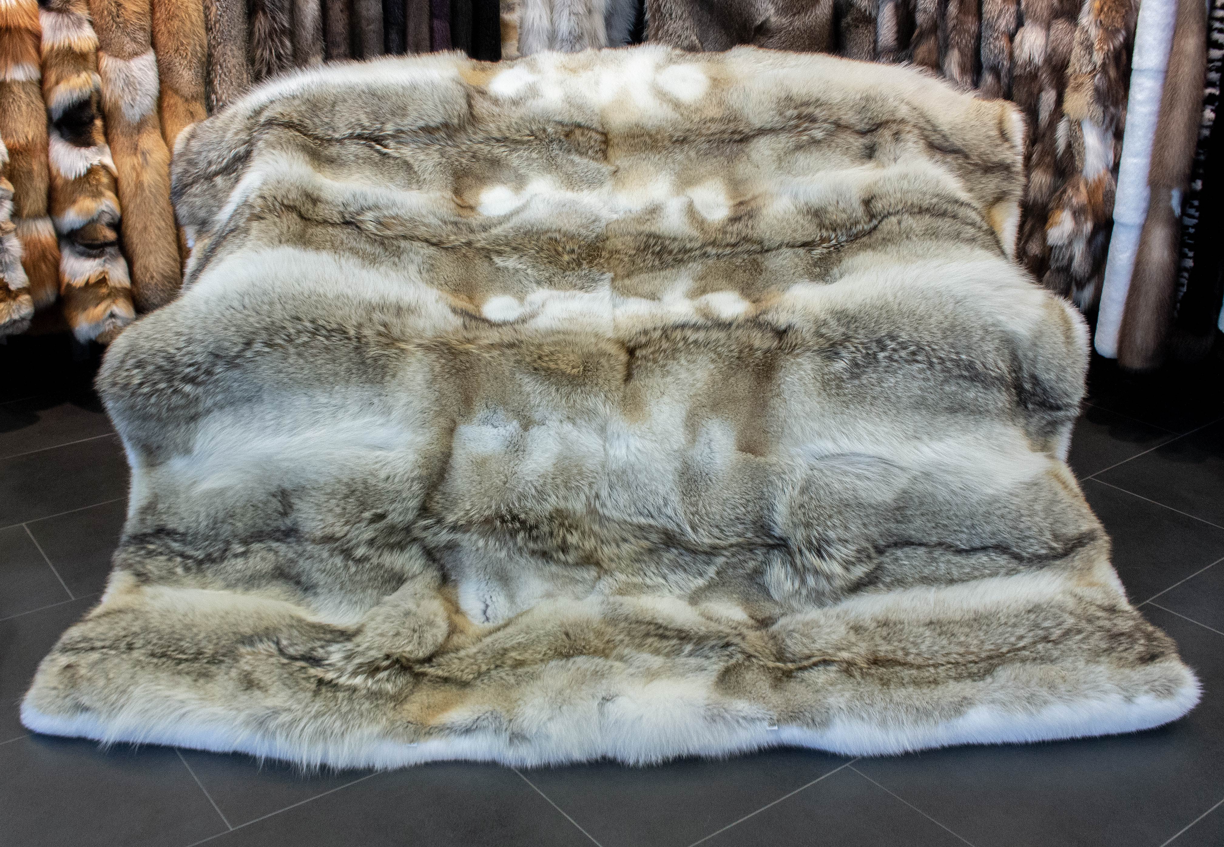 Coyote Fur Blanket with Shadow Fox Inlay