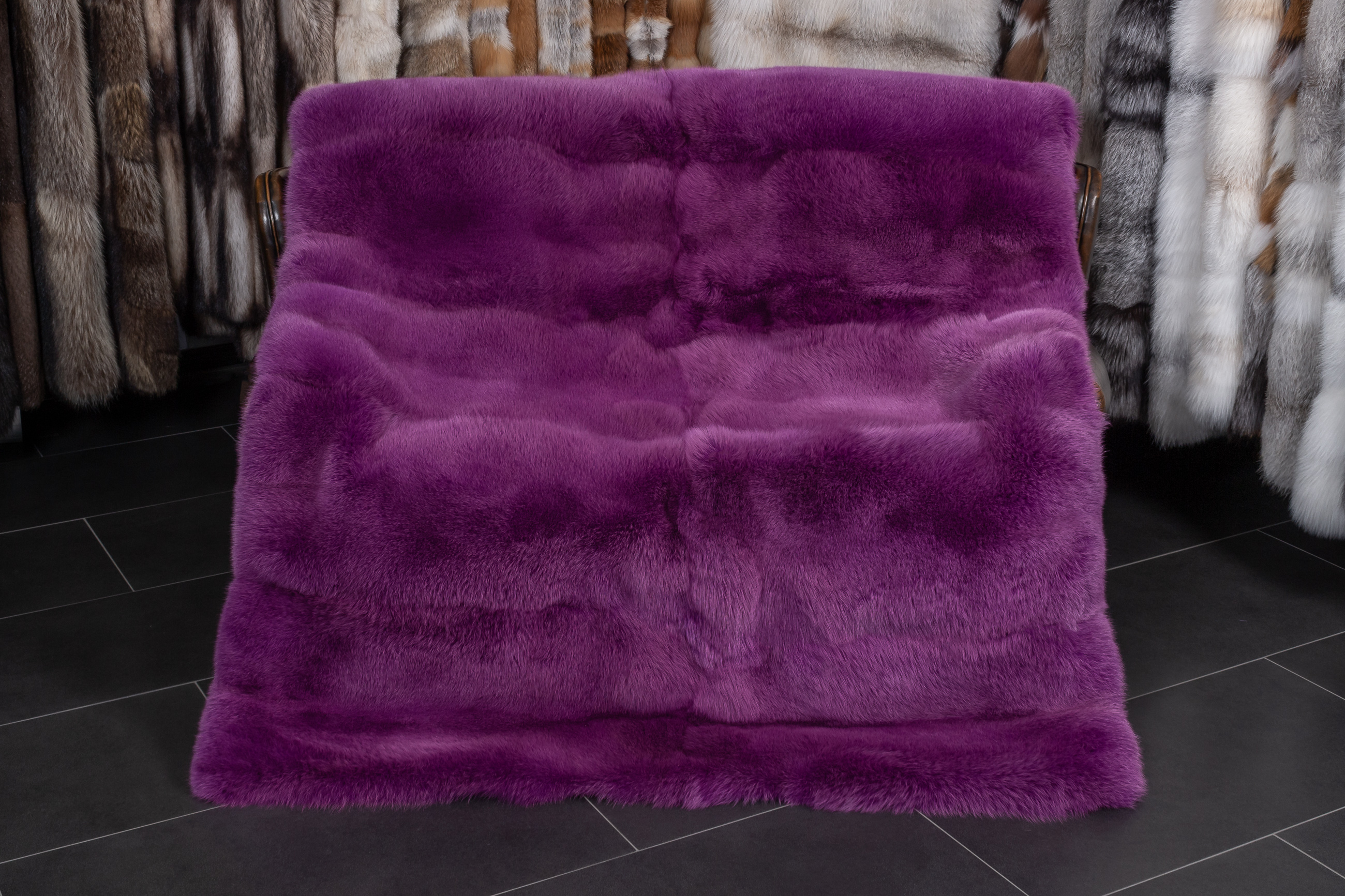 Scandinavian Shadow Fox Fur Throw in Pink