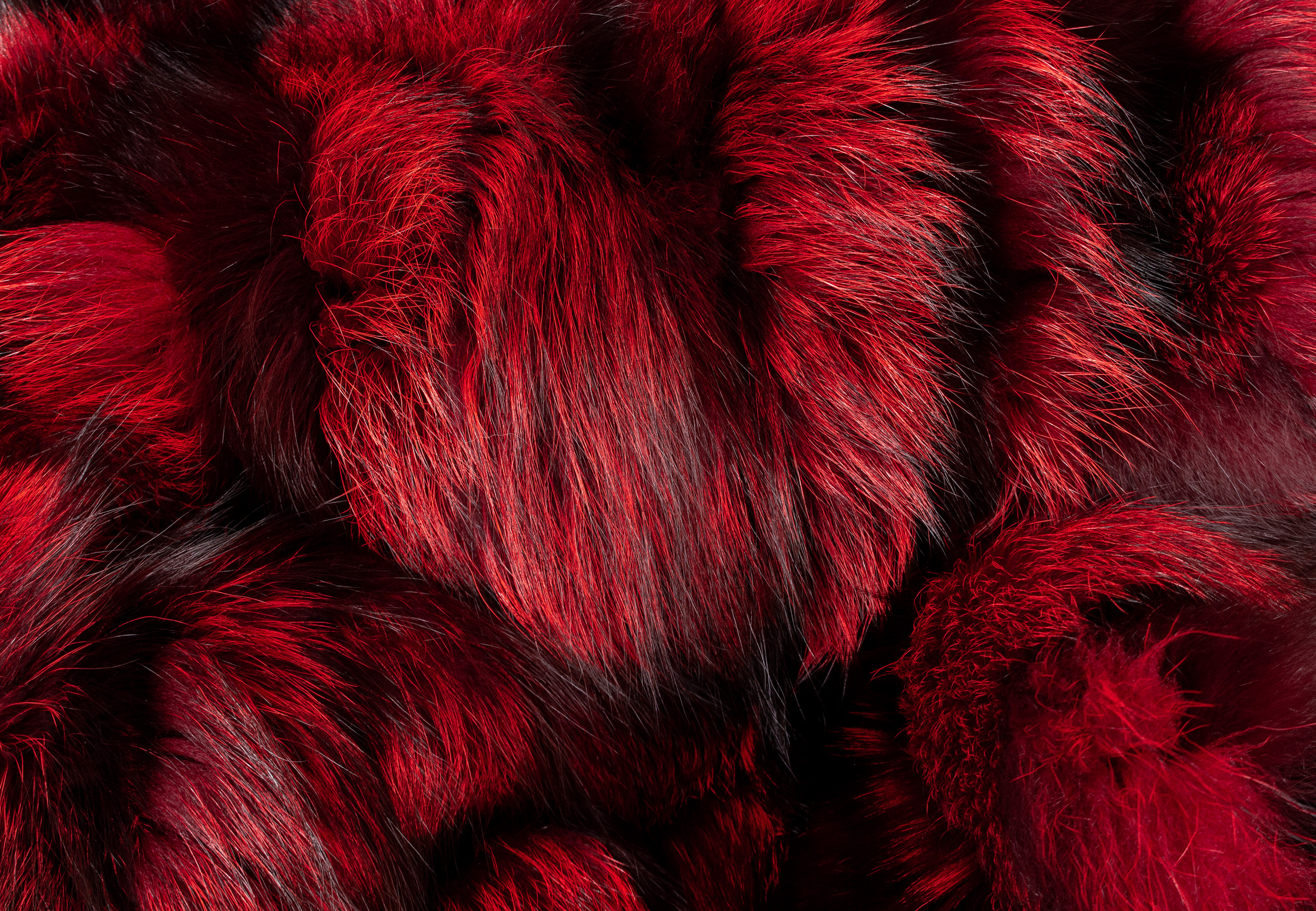 Cozy Silver Fox Pieces Fur Blanket in red