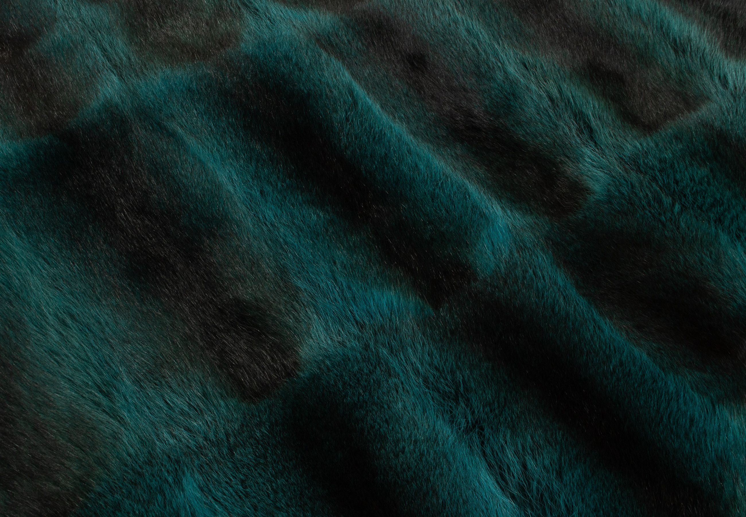 Canadian Raccoon Fur Carpet in Turquoise