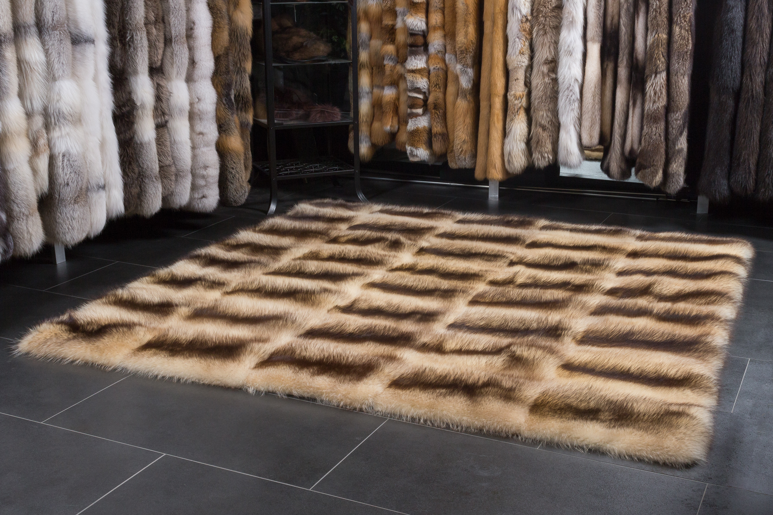 Raccoon Fur Carpet in beige