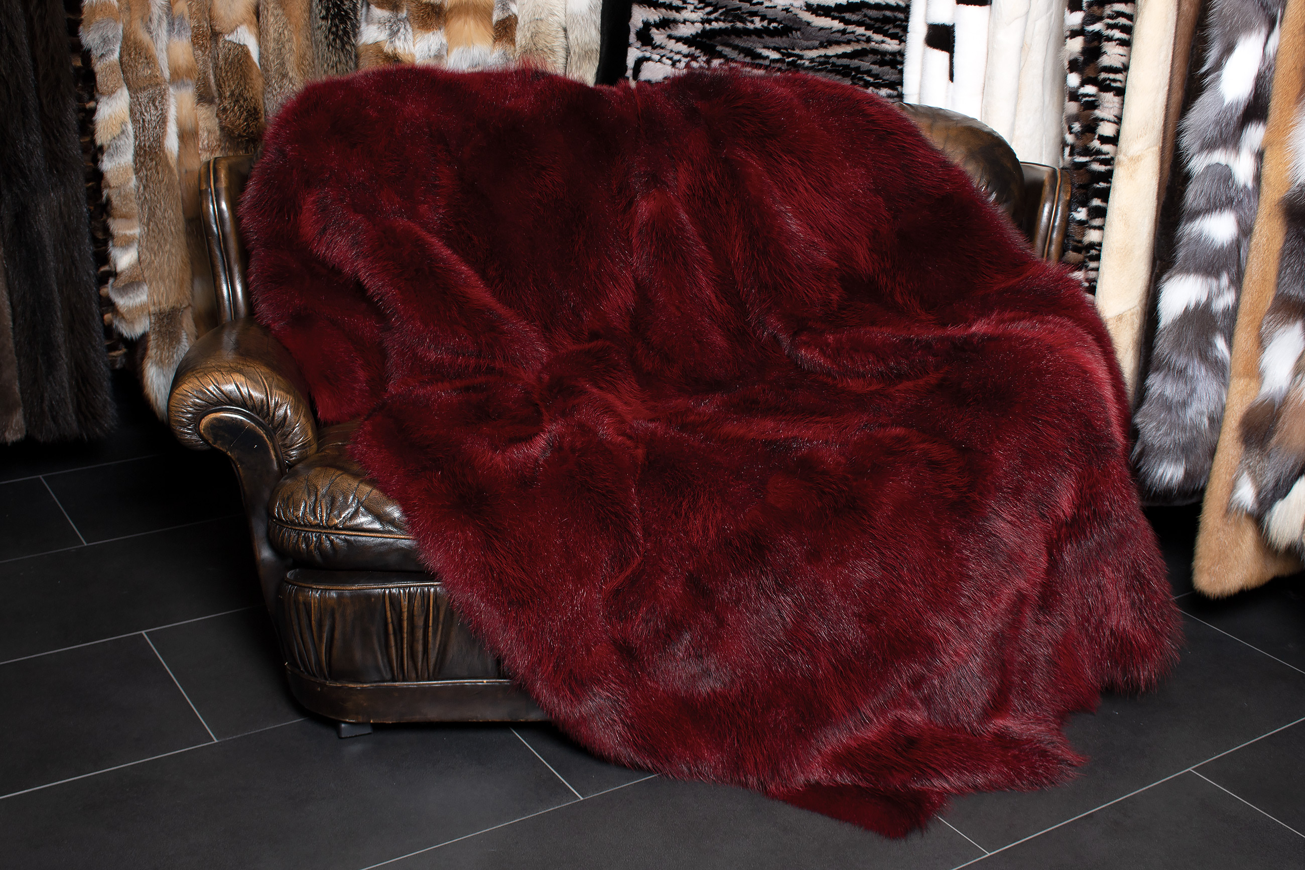 Red Fur Blanket from American Opossum