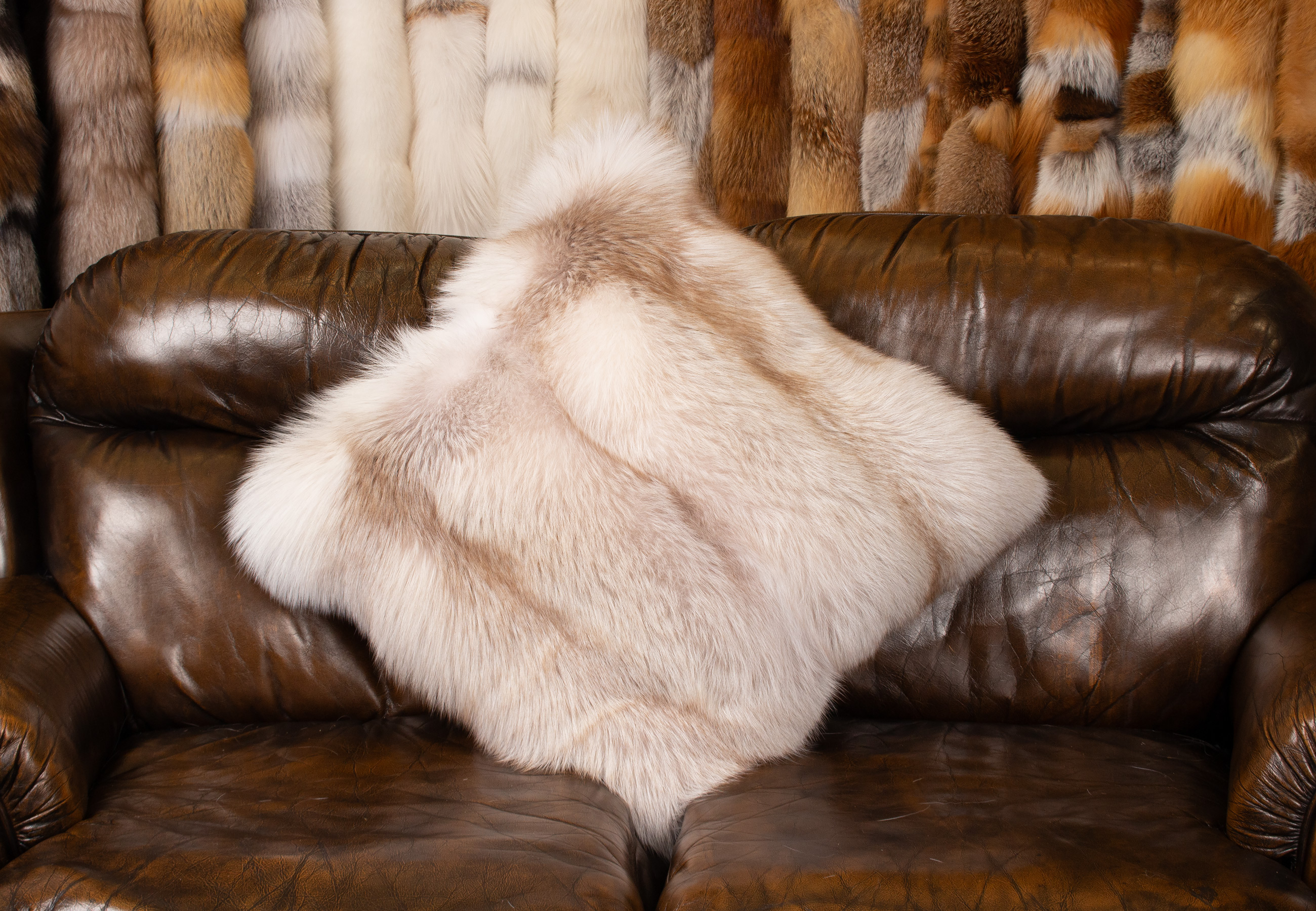 Arctic Marble Fox Fur Pillow in brown Arctic Marble Fox Fur Pillow in brown