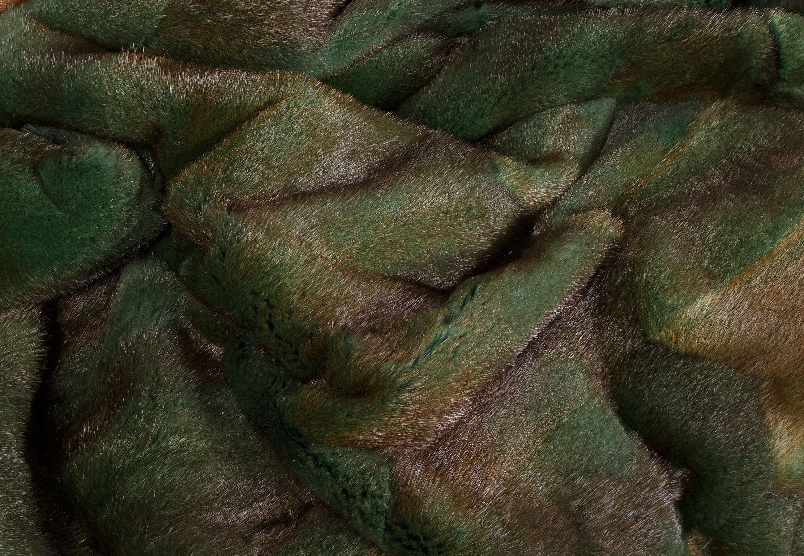Green Muskrat Fur Blanket