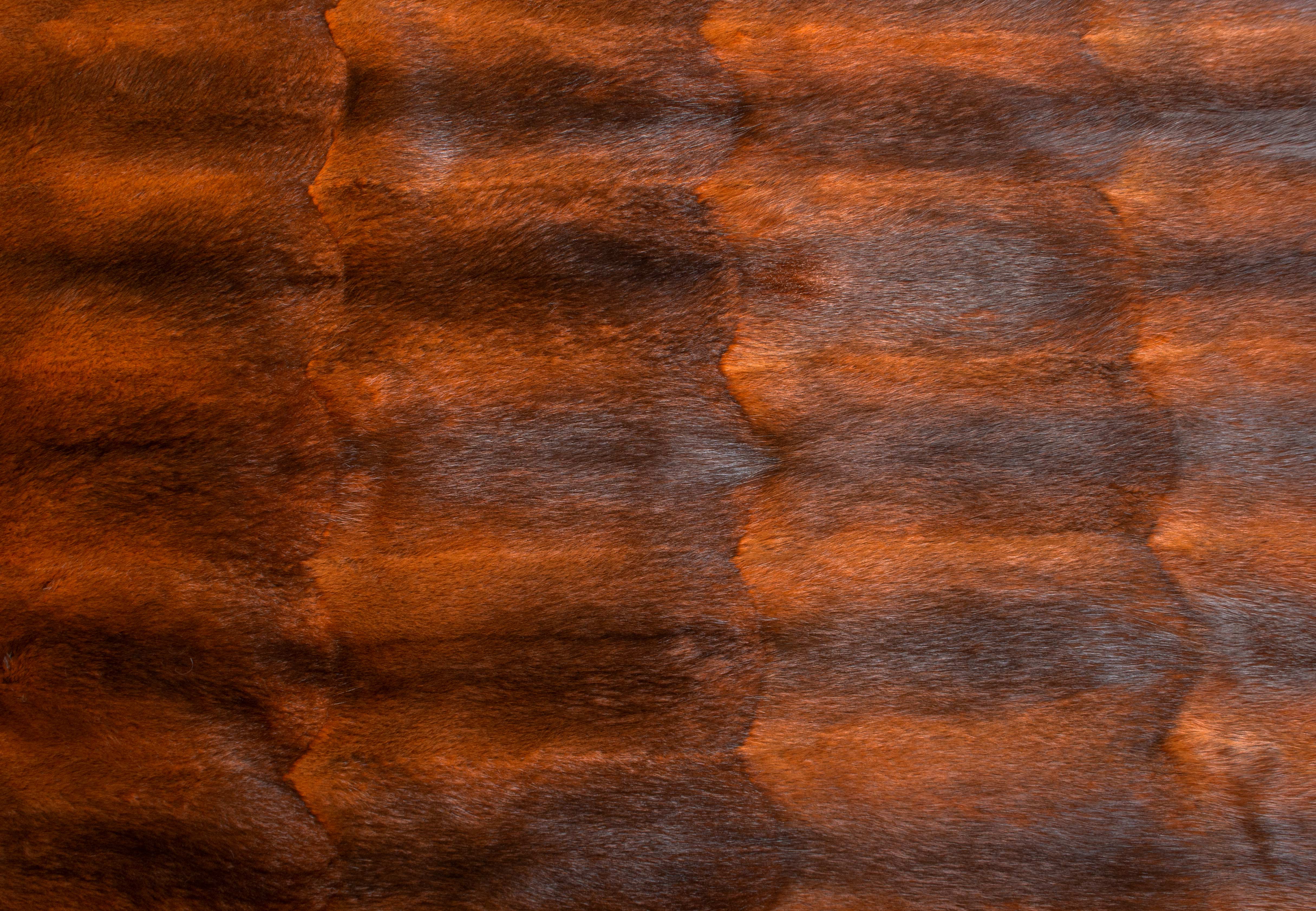 Muskrat Fur Carpet in orange