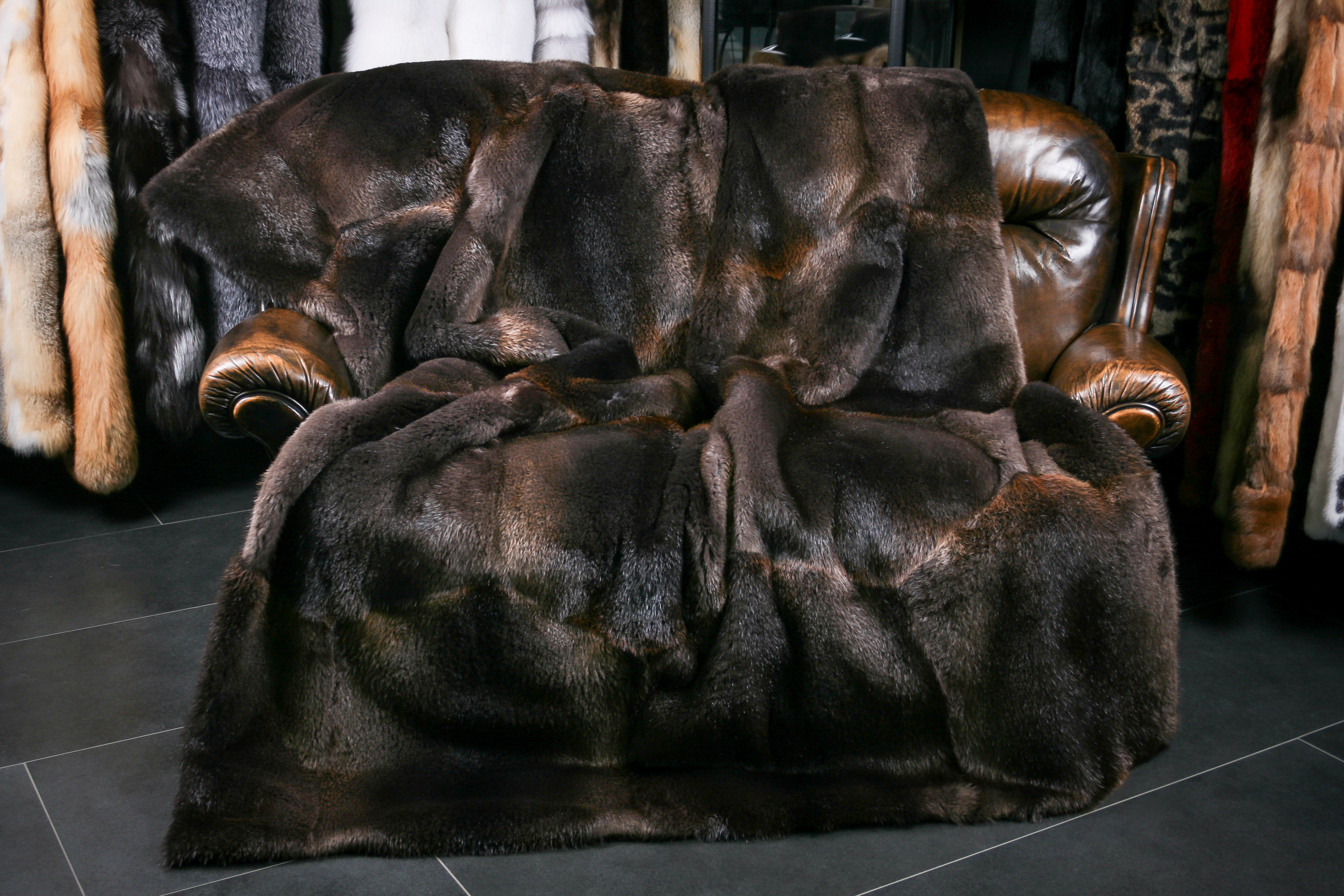 Fur blanket from Canadian beaver skins "Winter Dream"