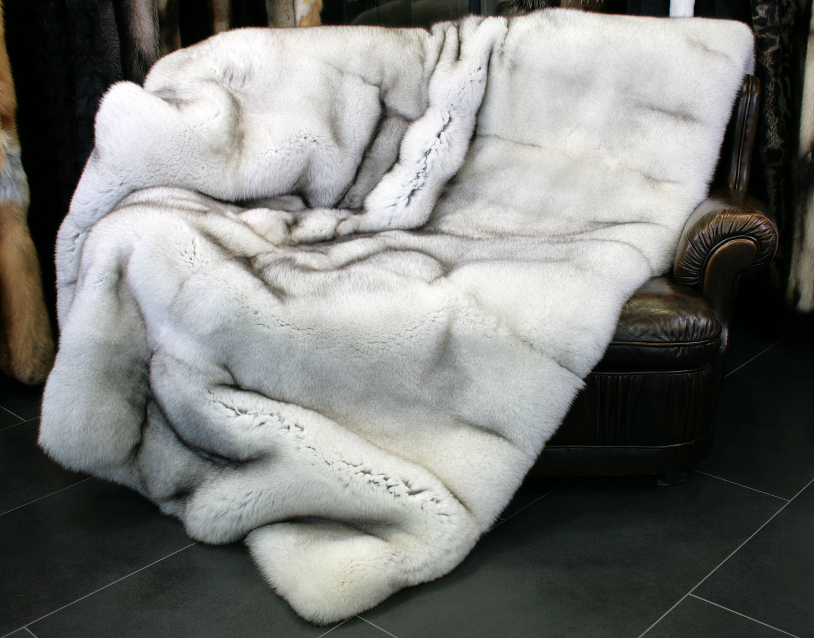 Blue fox fur blanket - natural - full furs - SAGA FURS