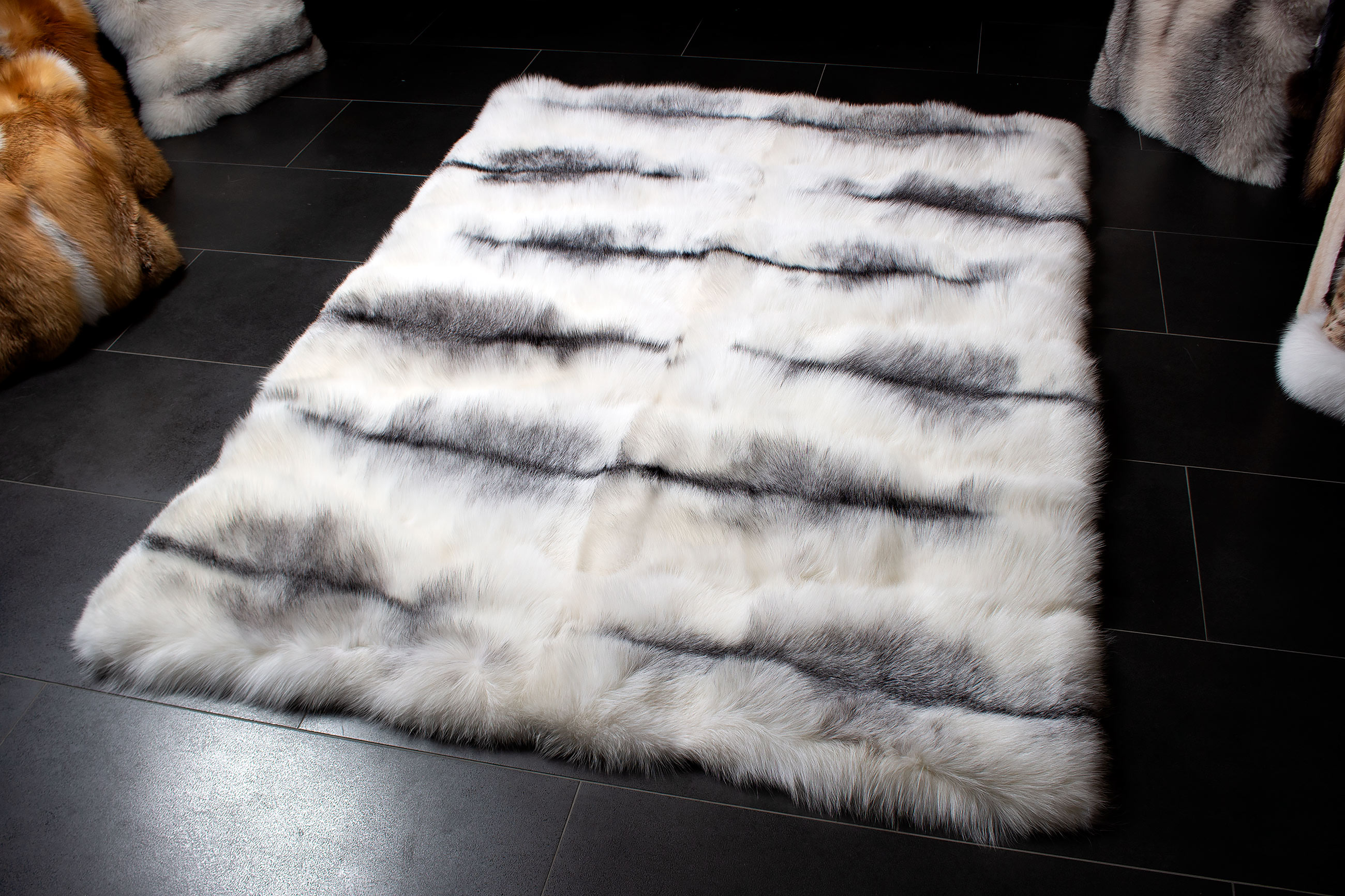 Shadow Blue Frost Fox Fur Rug - Genuine Fur