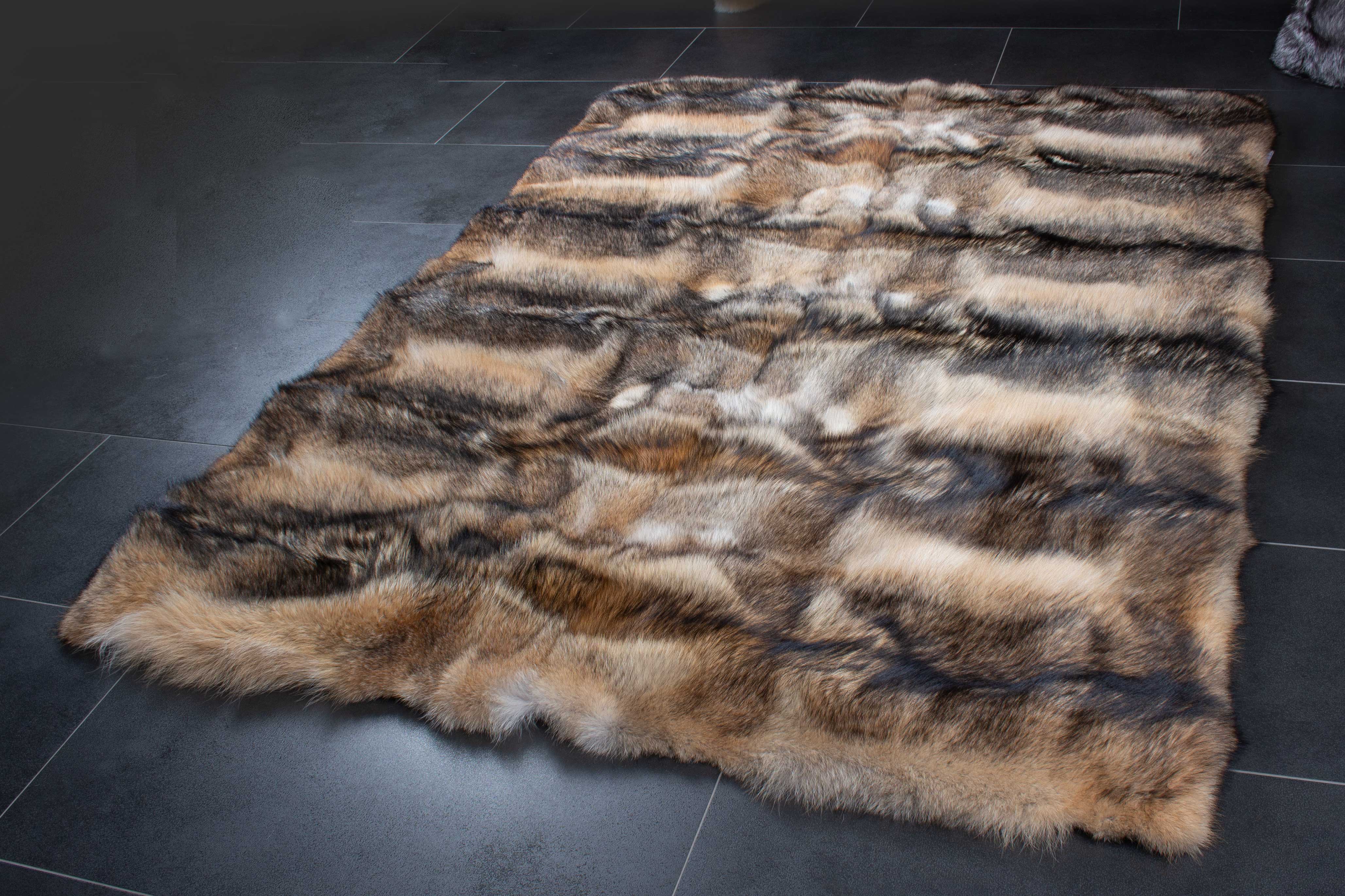 Canadian Coyote Fur Carpet made of Real Fur