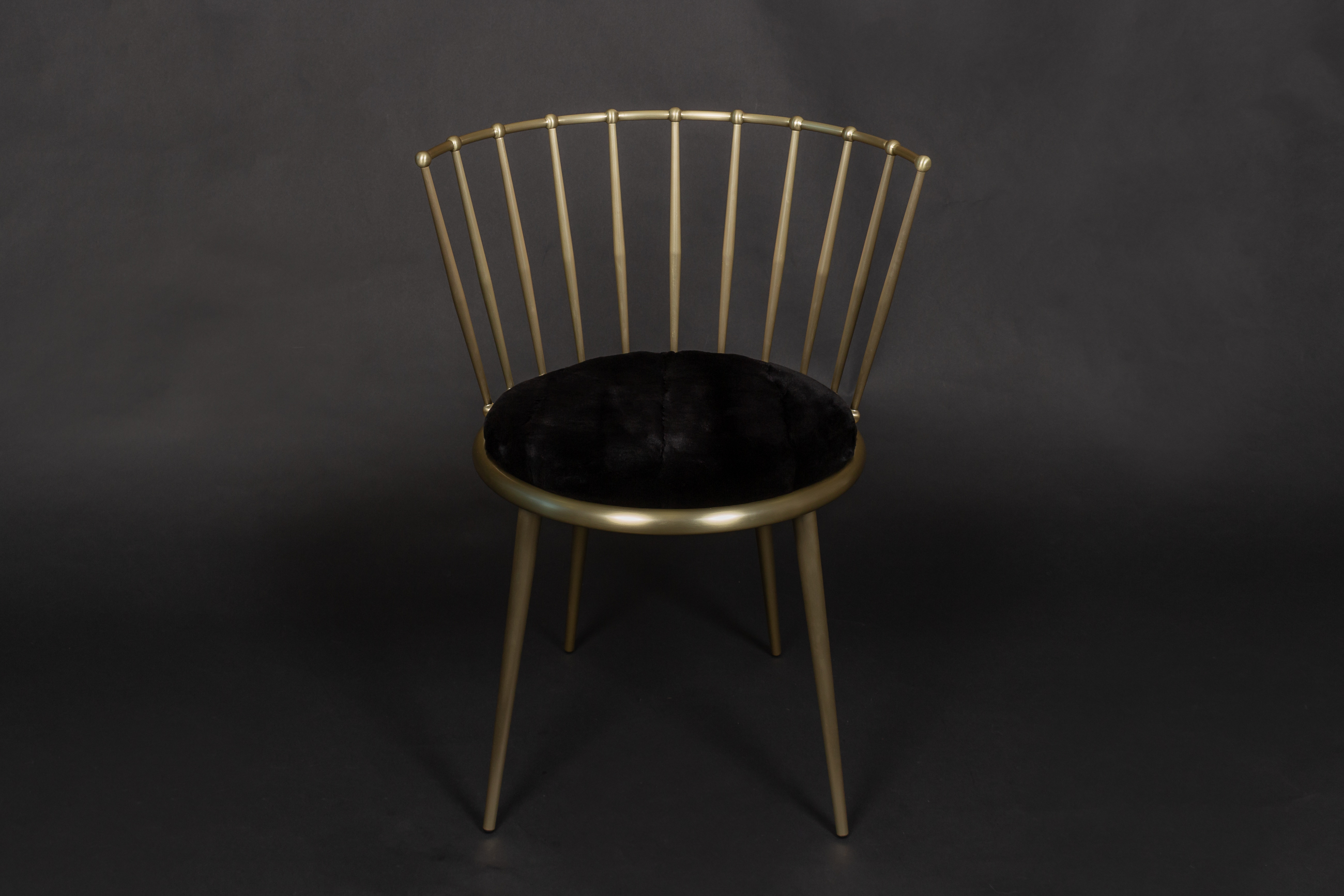 Cantori Chair with Plucked Mink Upholstery in Black