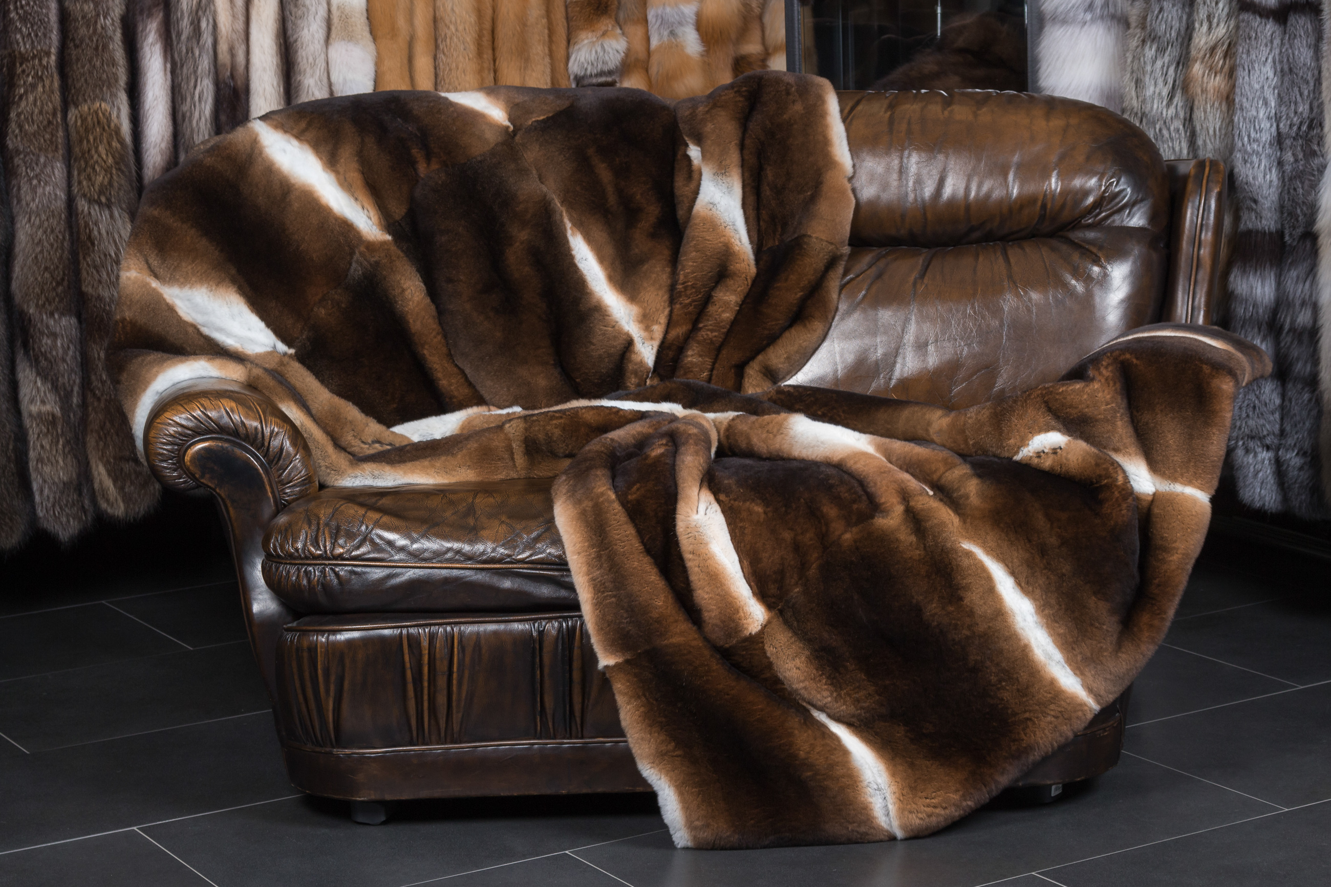 Castor Rex Rabbit Fur Blanket - Natural - very soft