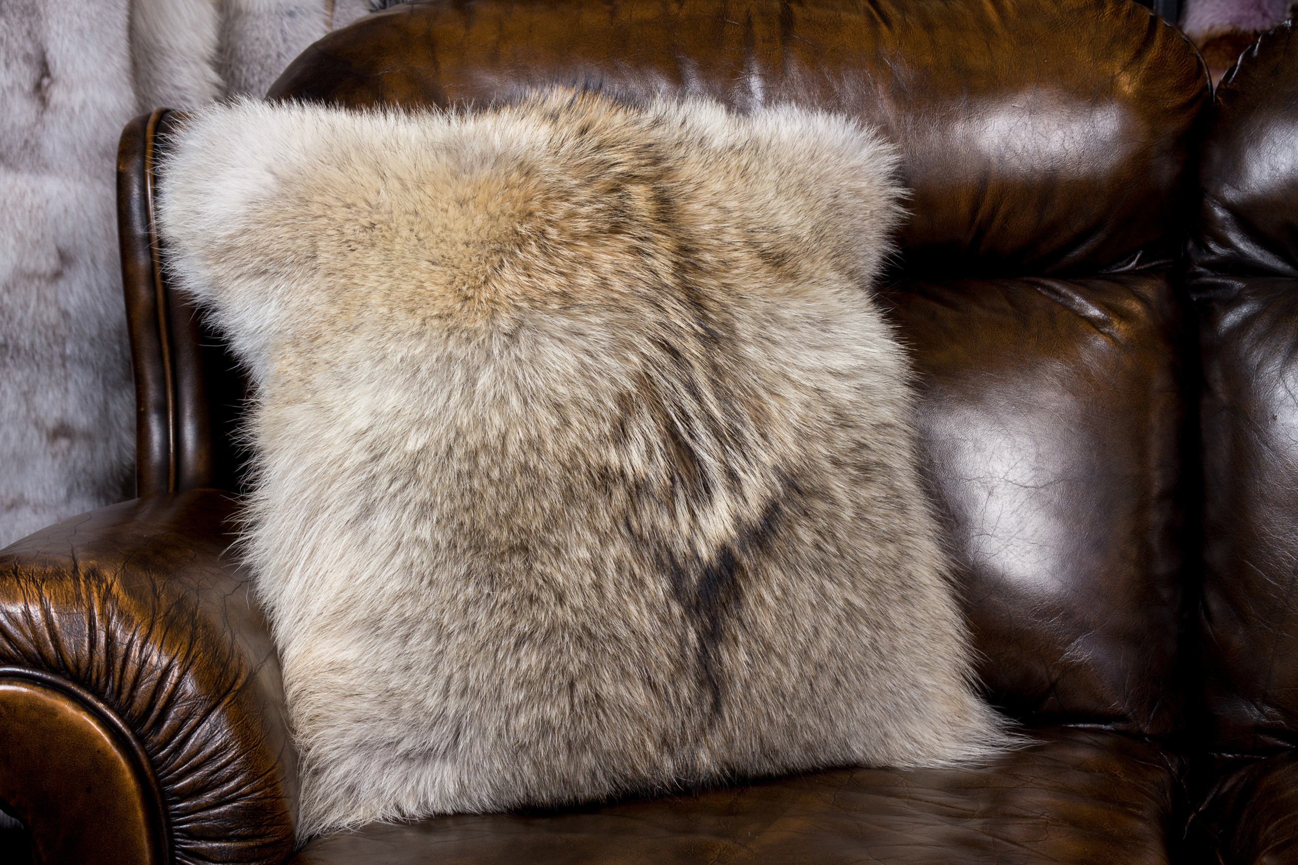 Candian Coyote Fur Cushion