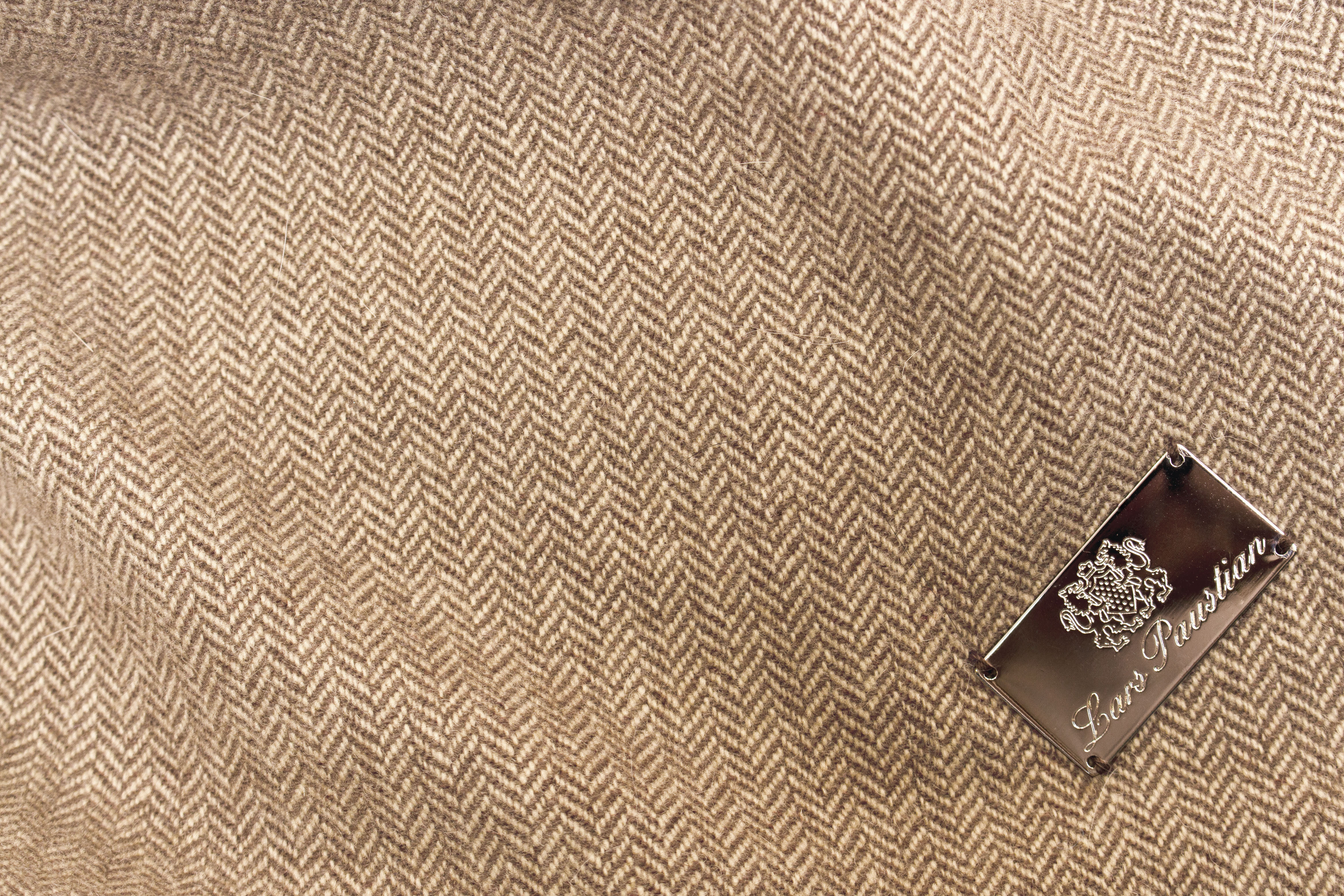 530004-Braun-Beige-Wolle-Fischgraet-Lars-Paustian-Pelze-Decken Weasel Fur Blanket - Russian Kolinskys