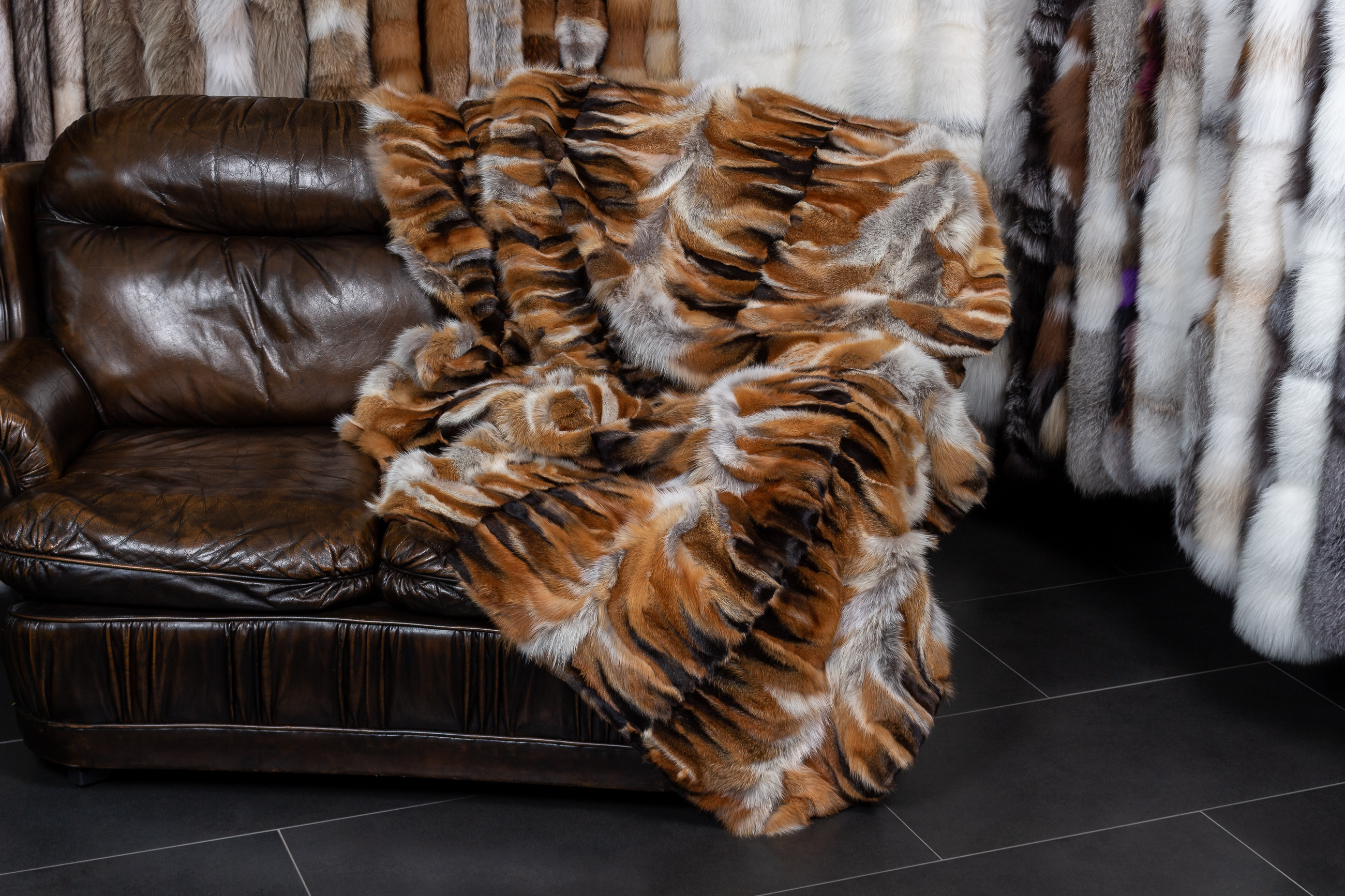 European Red Fox Fur Throw "Dark Type"