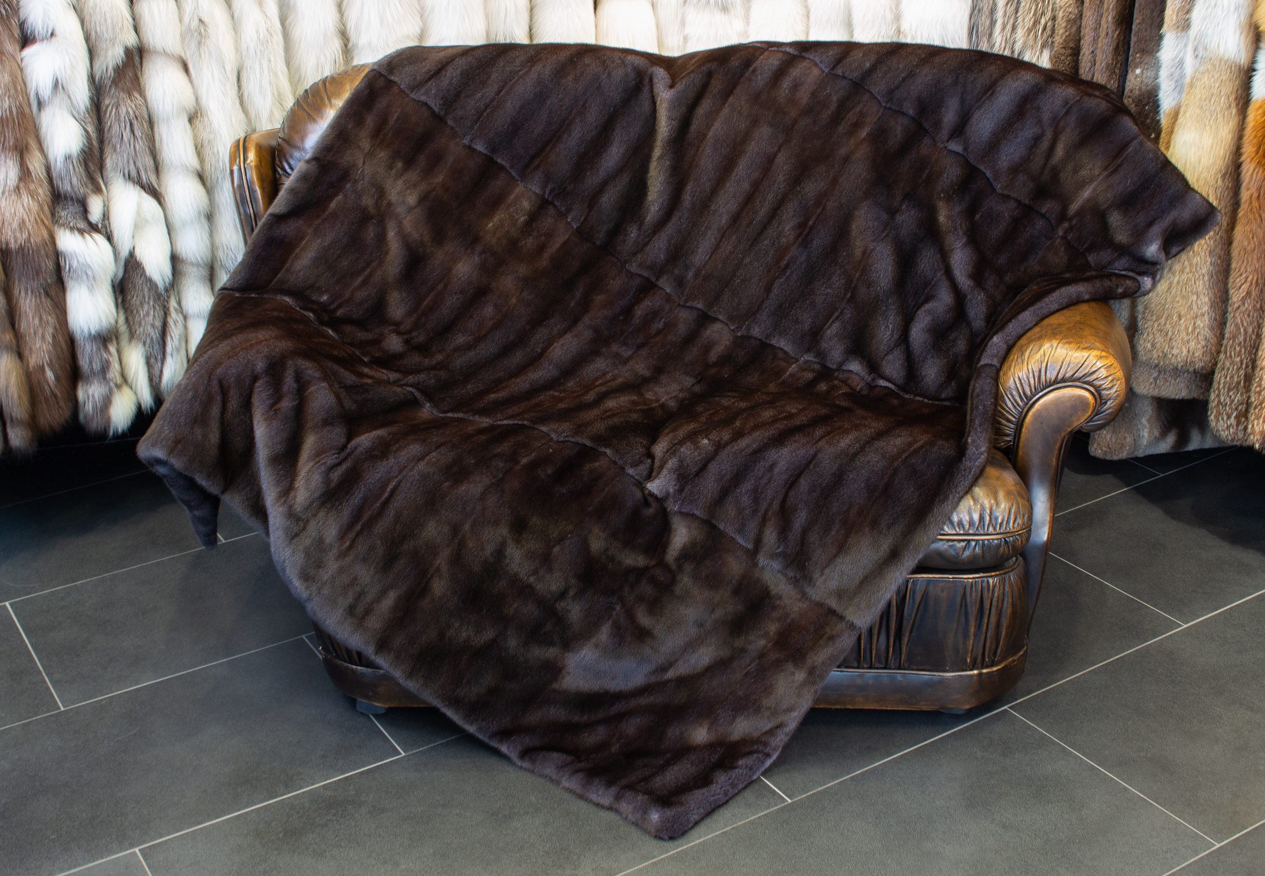 Noble Mink Fur Blanket - Dark Tone Noble Mink Fur Blanket - Dark Tone