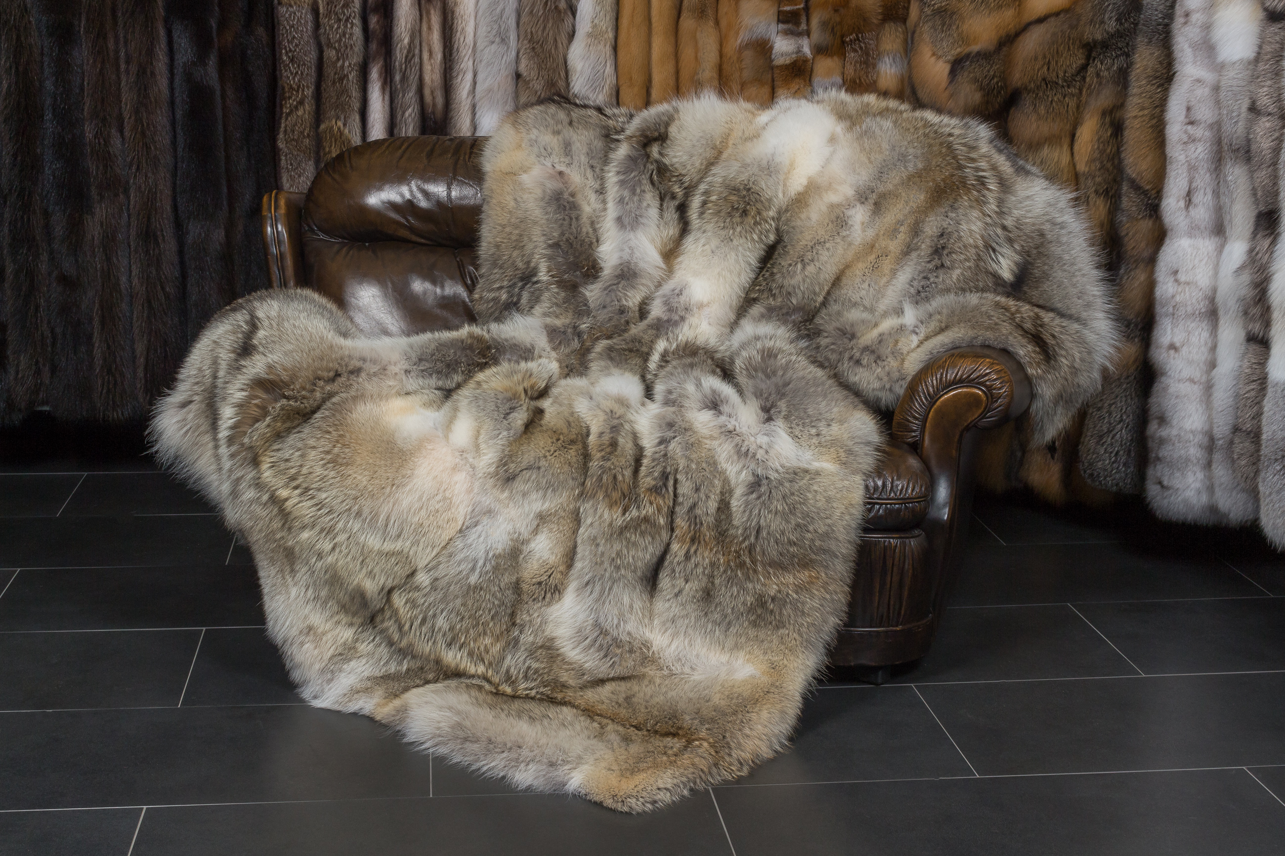 Canadian Coyote Fur Throw