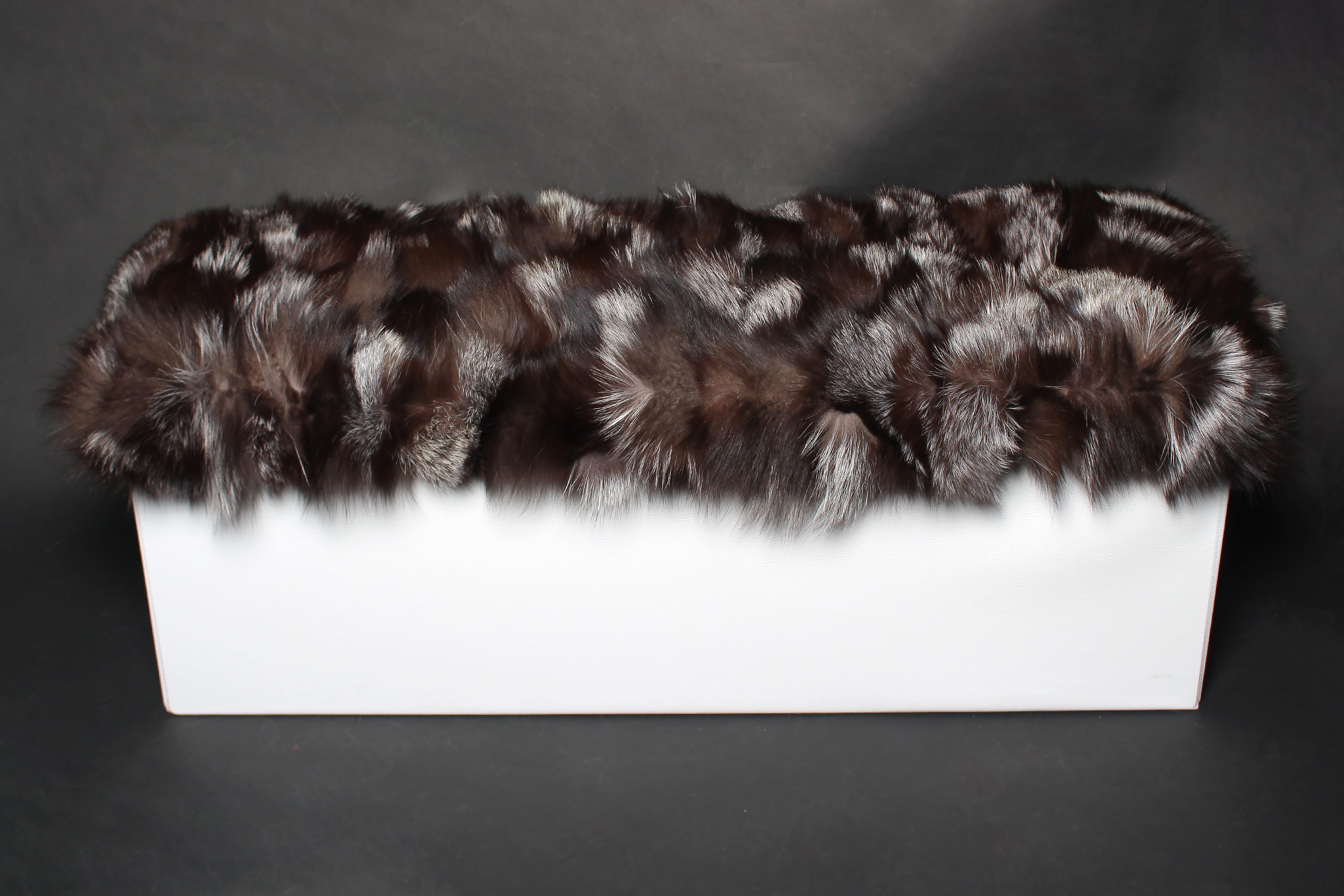 White Ottoman with Silver Fox Fur Sides