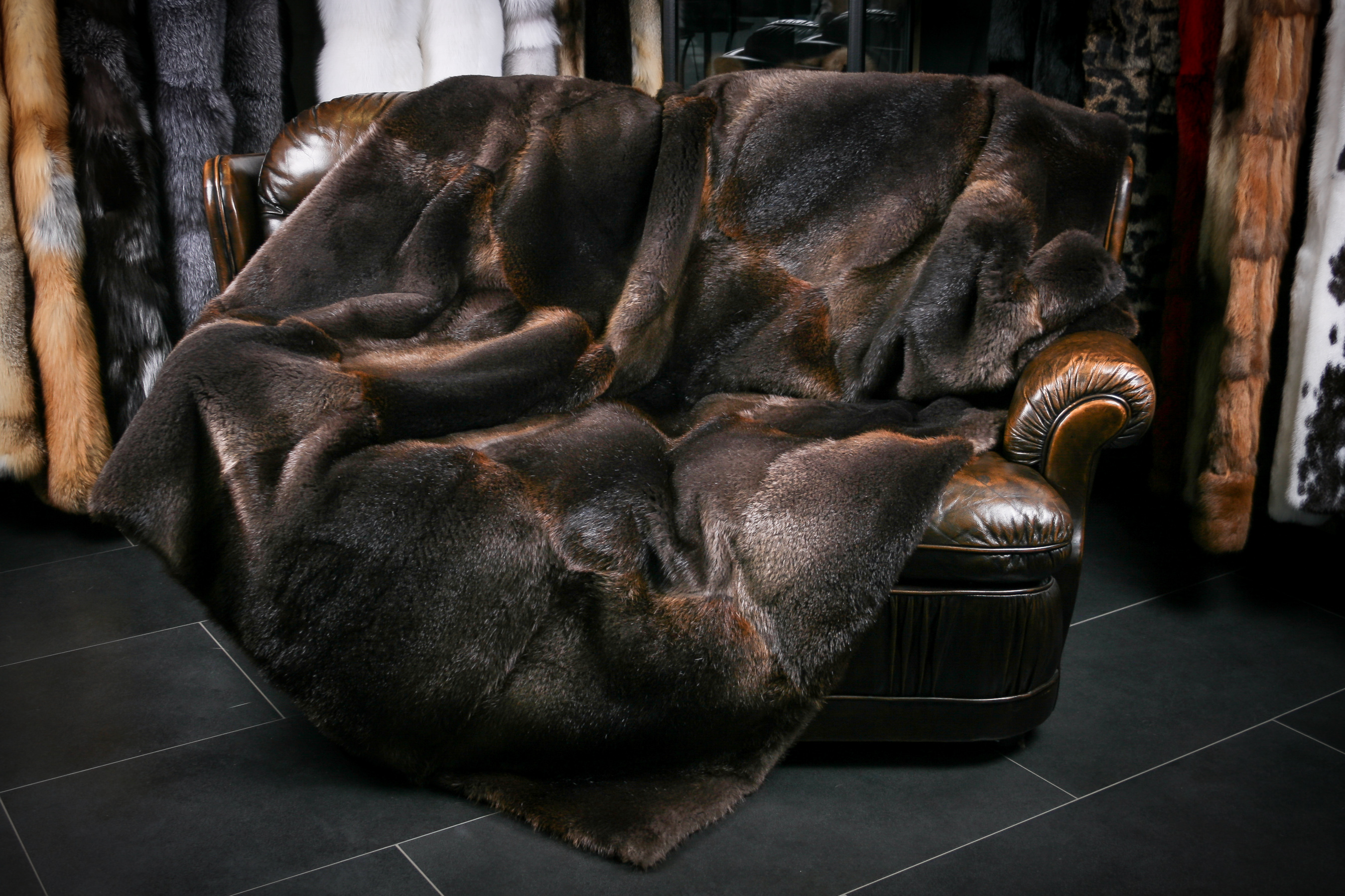 Fur blanket from Canadian beaver skins "Winter Dream"