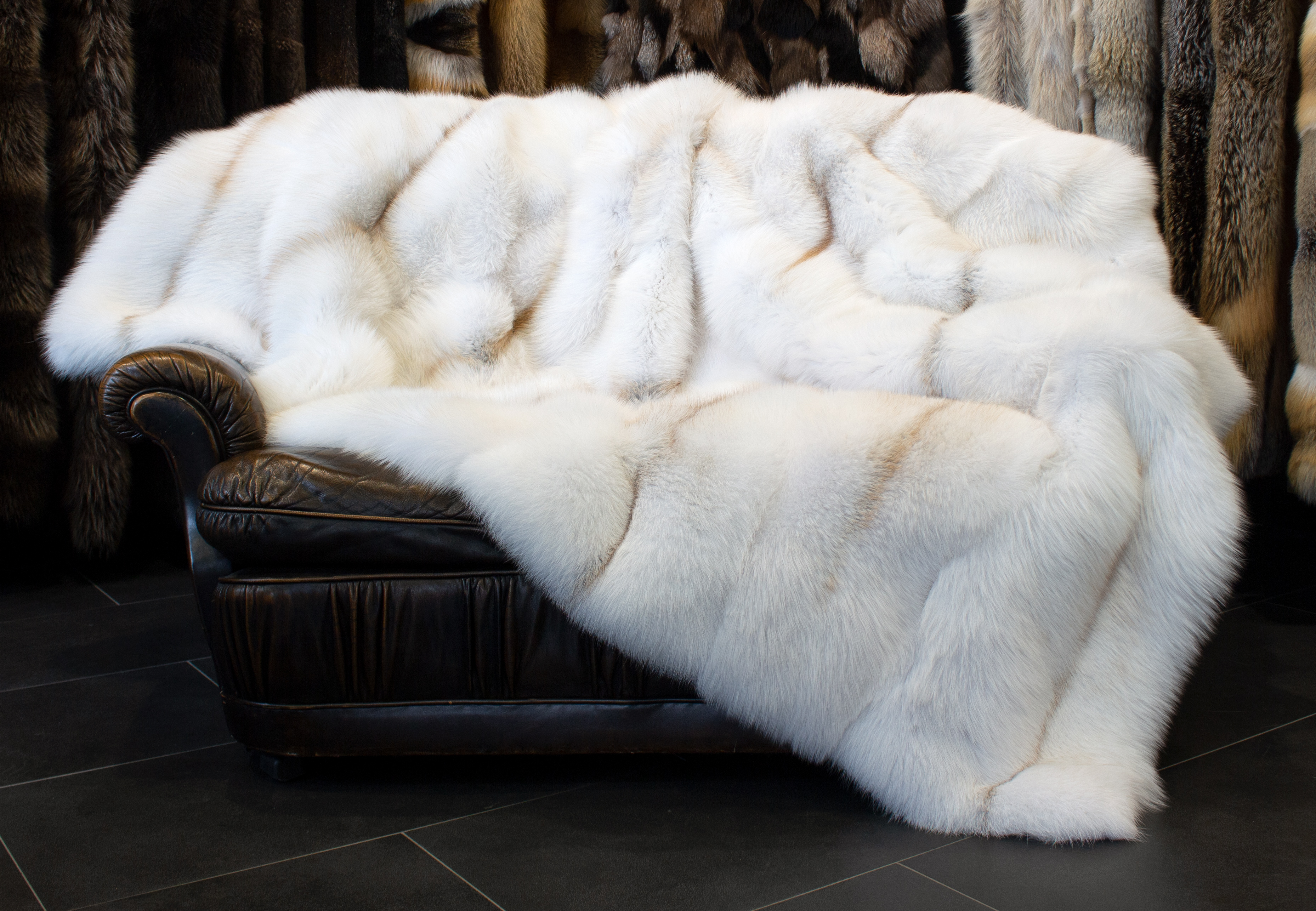 Golden Island Arctic Frost Fox Fur Blanket