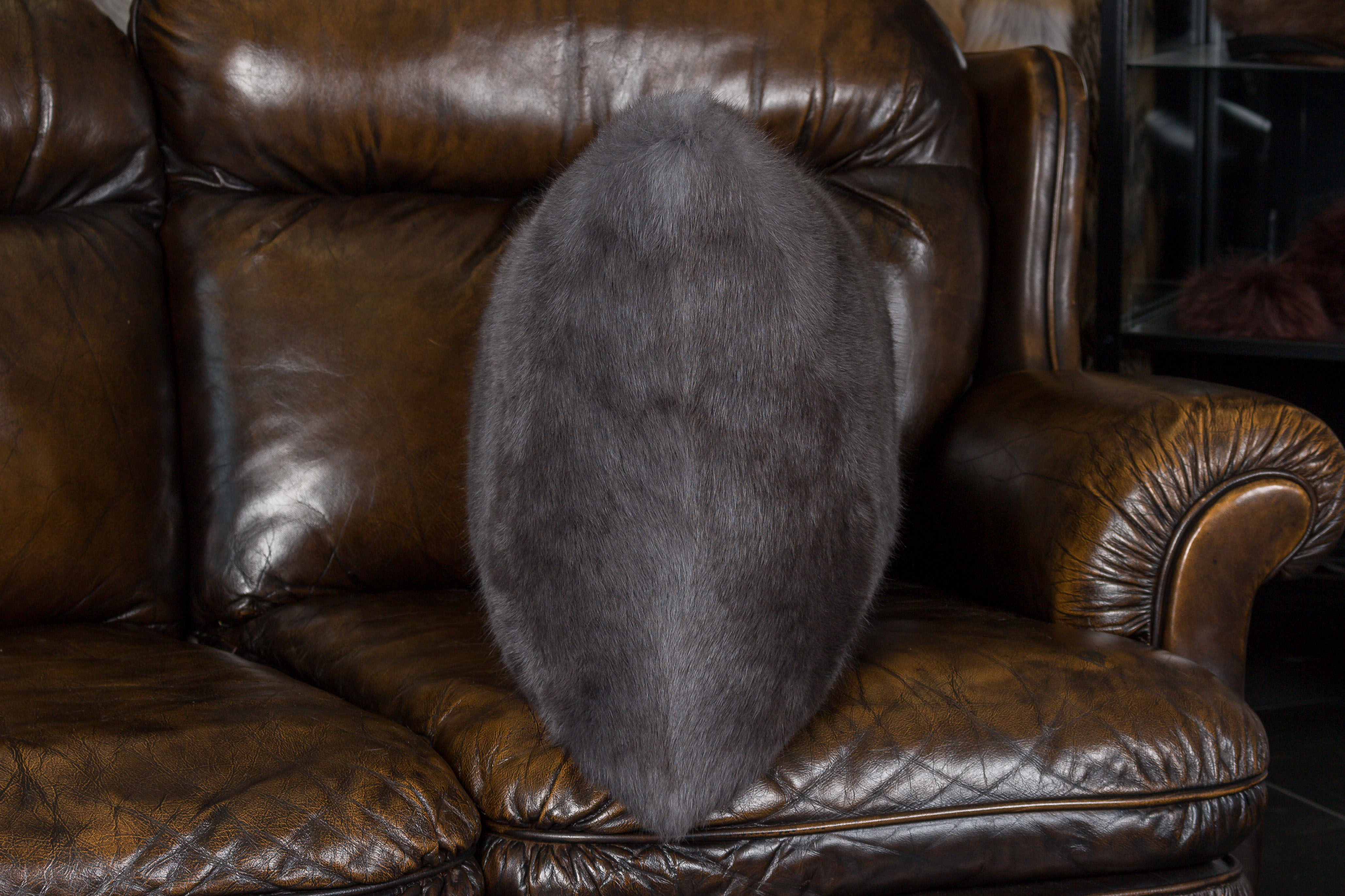 Rabbit Fur Cushion Vienna Blue