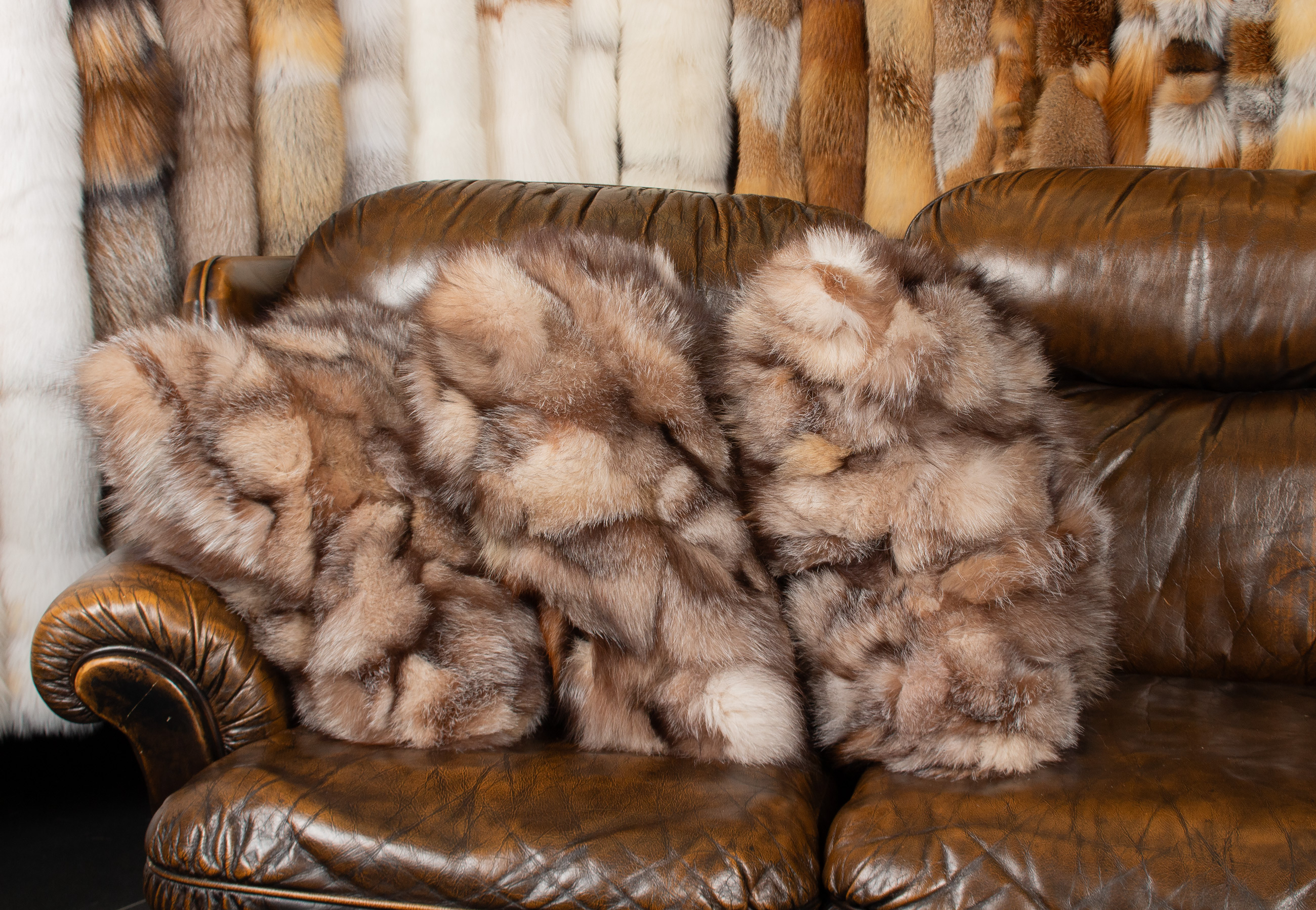 Real Fox Sides Fur Cushion
