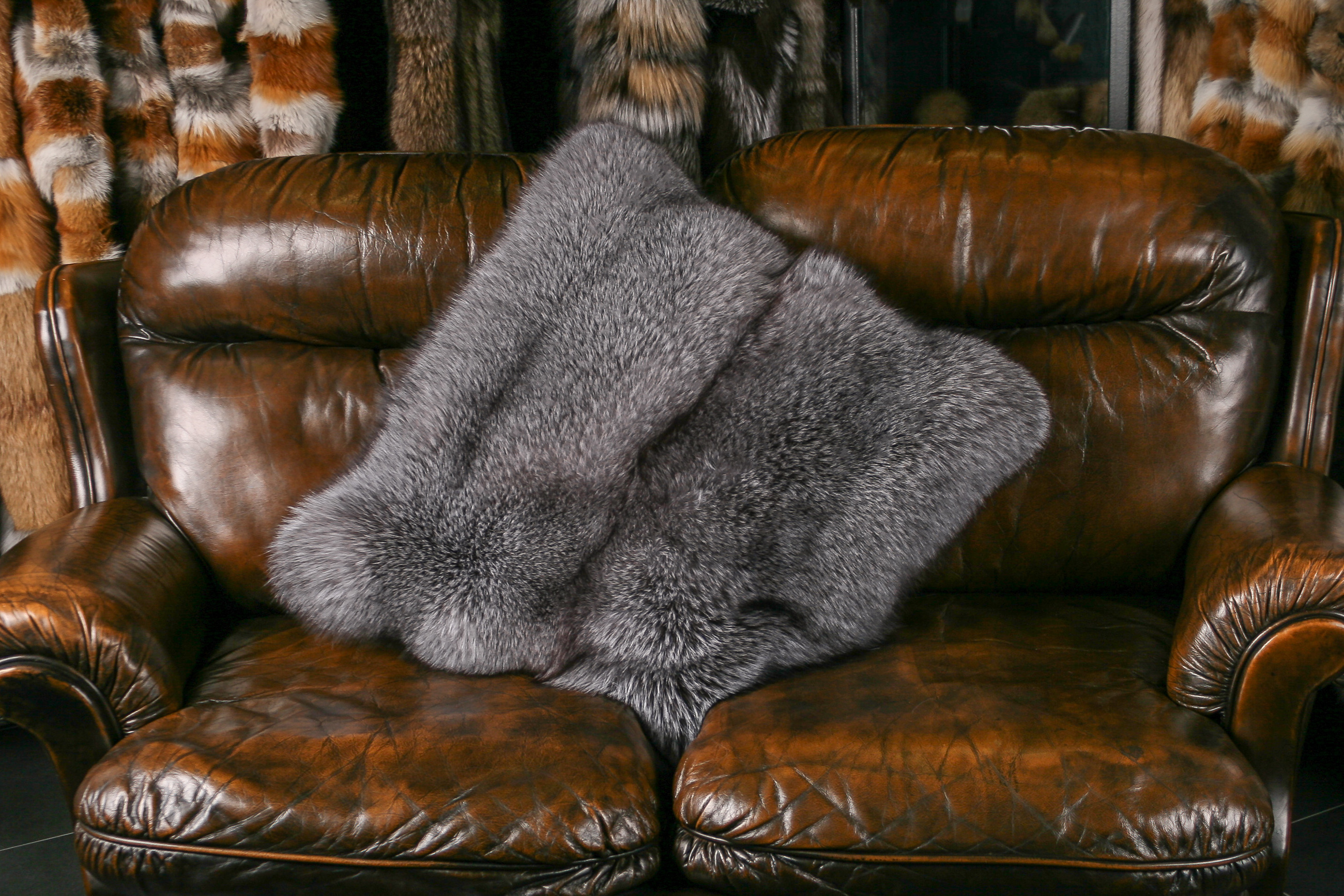 Blue Frost Fox Fur Pillow (SAGA Fur)