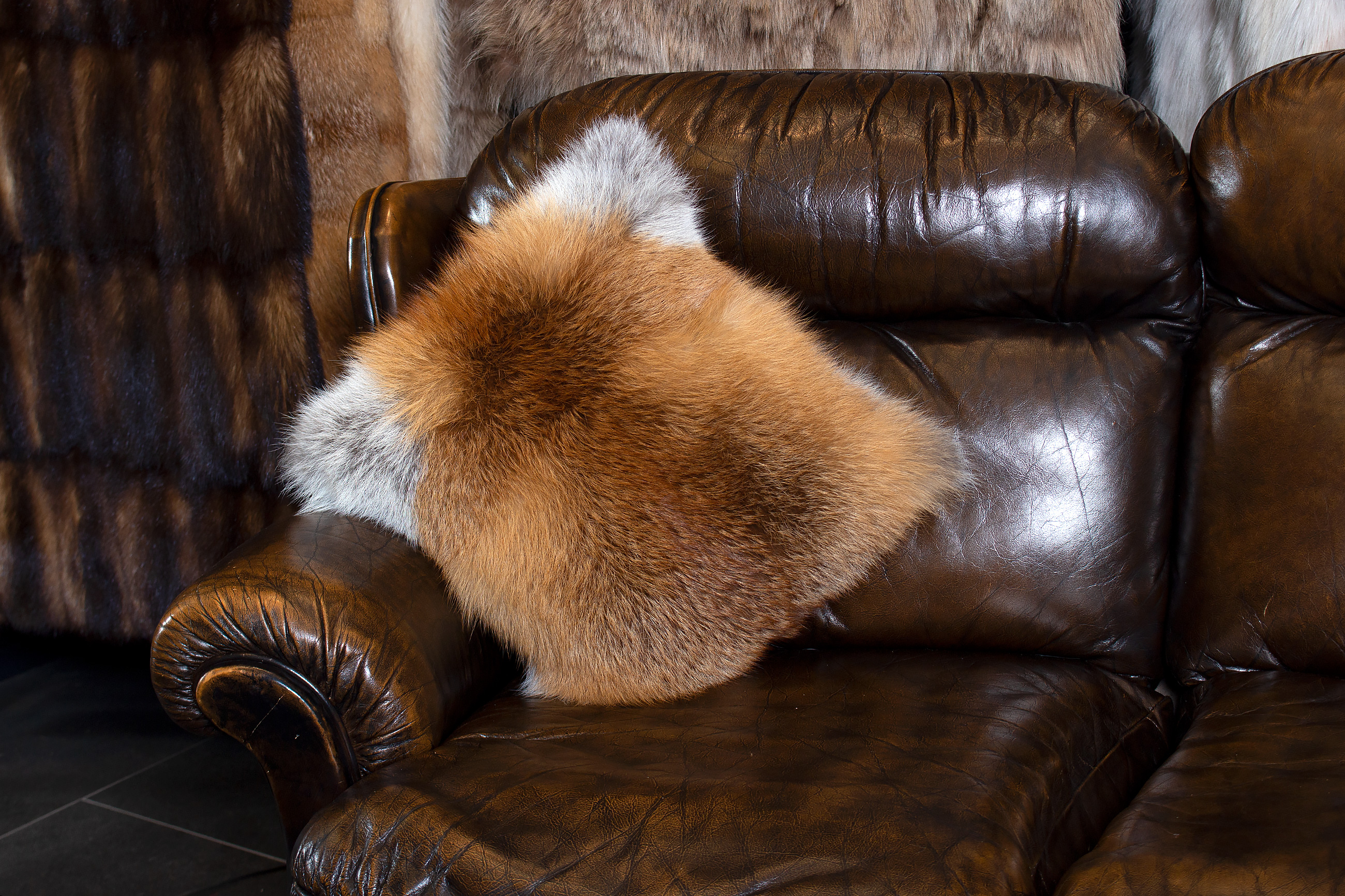 Genuine Red Fox Fur Pillow made with European Foxes