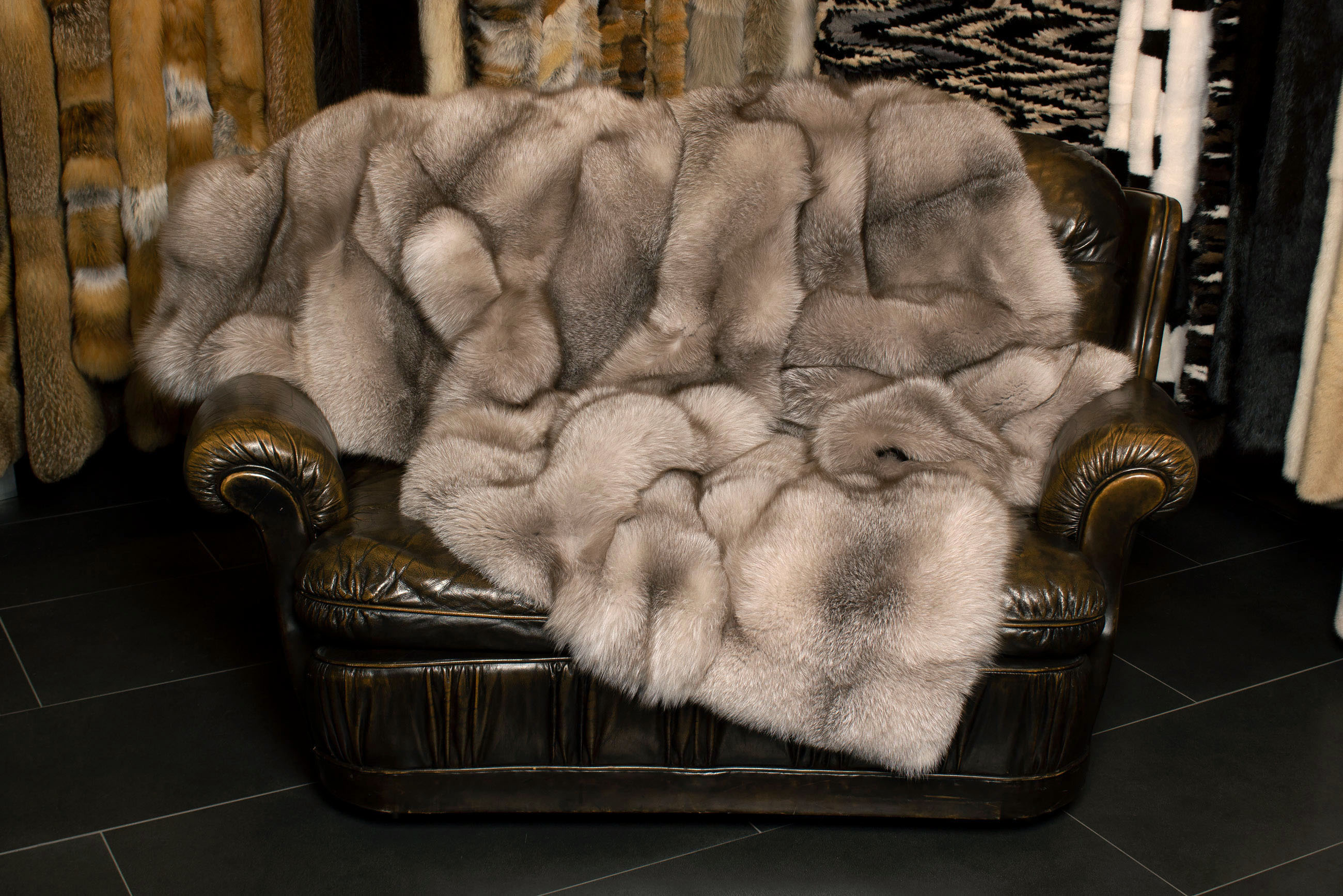 Cozy Real Fur Throw from Scandinavian Amber Fox Skins