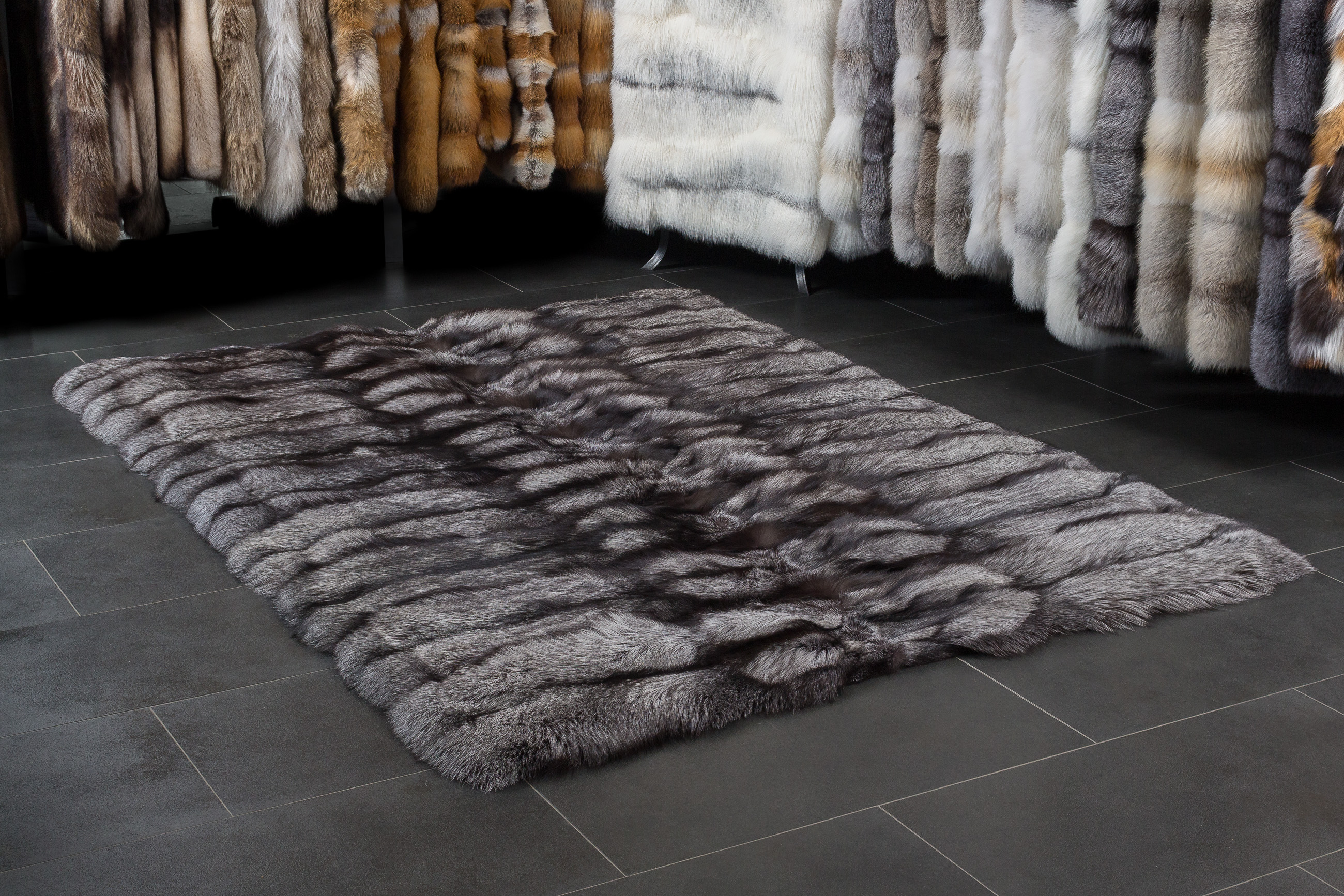 Fur Rug made with Scandinavian Silver Foxes