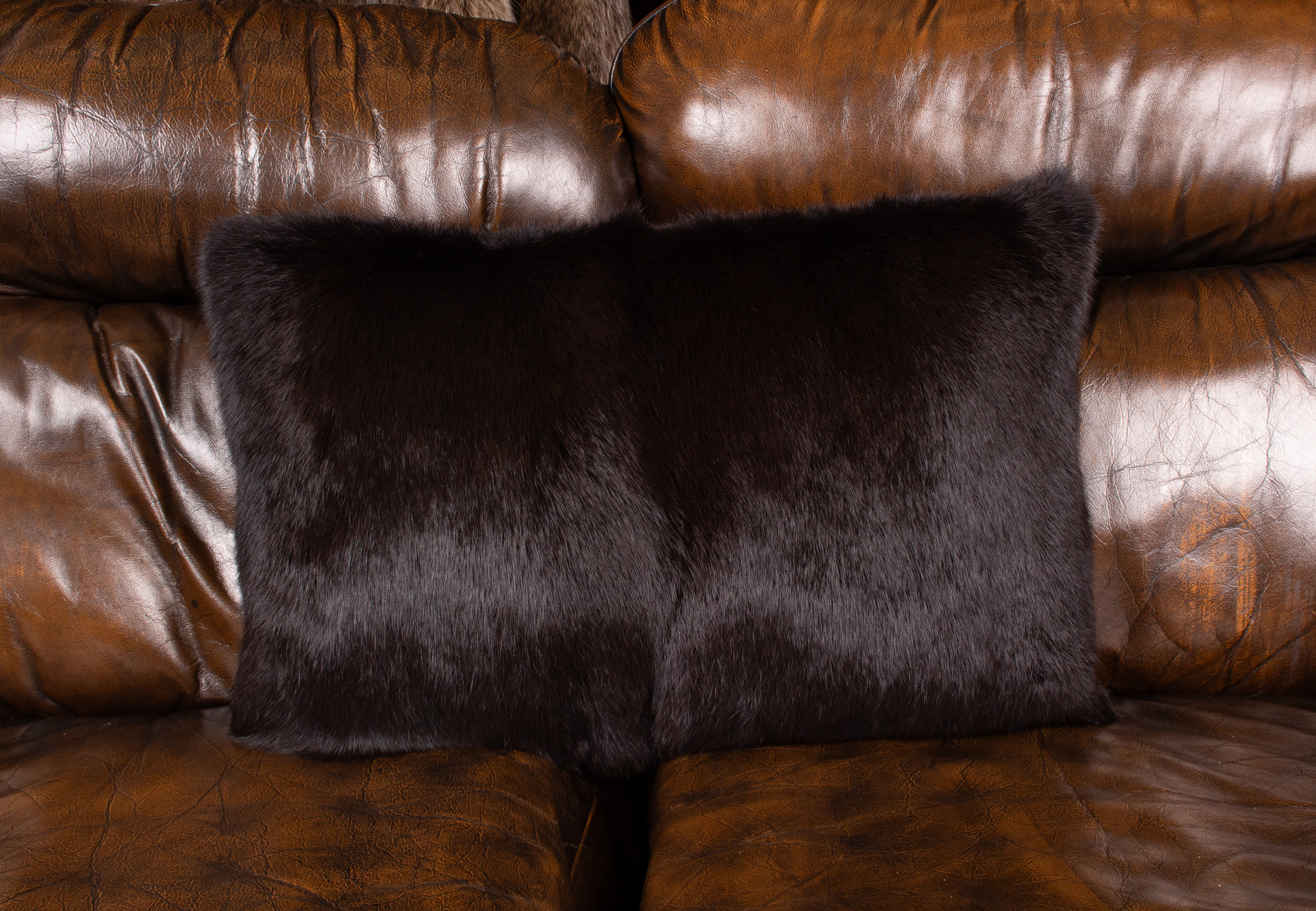 Genuine Rabbit Fur Cushion Mahogany Genuine Rabbit Fur Cushion Mahogany