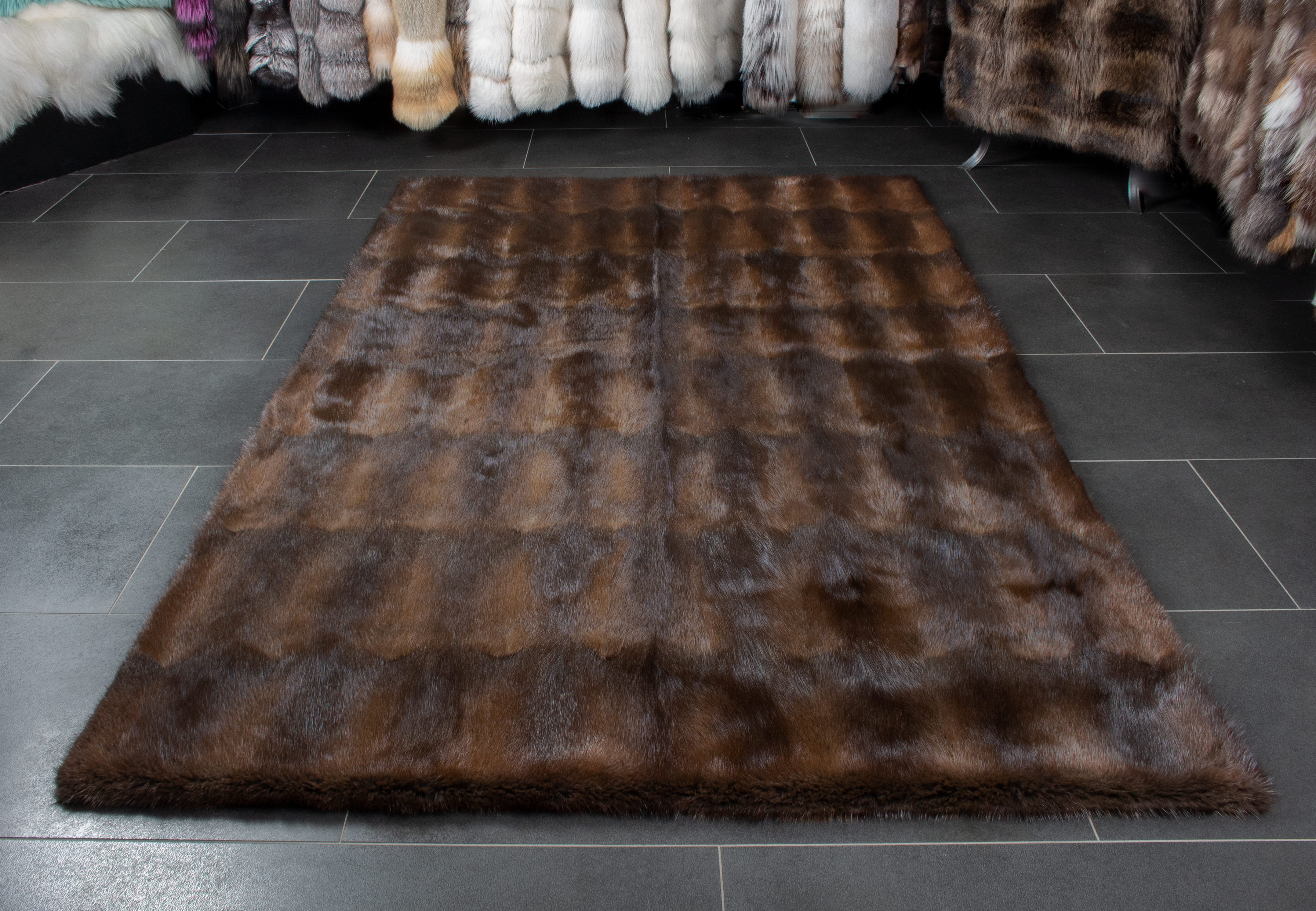 Brown Muskrat Fur Carpet