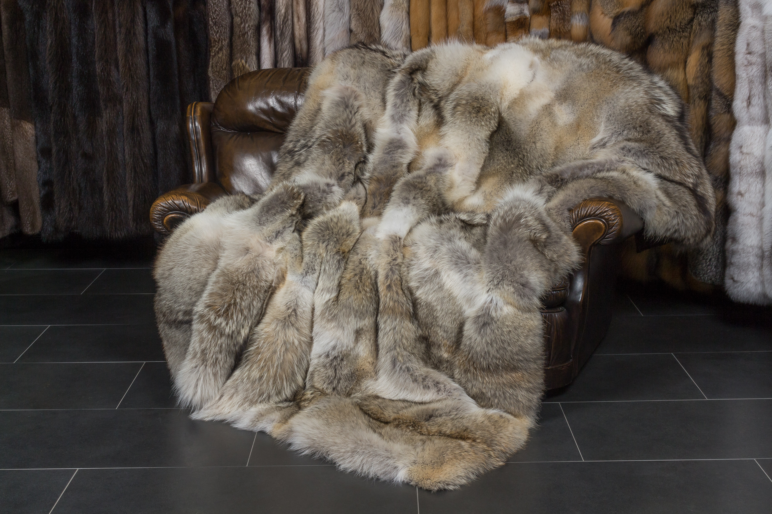 Canadian Coyote Fur Throw