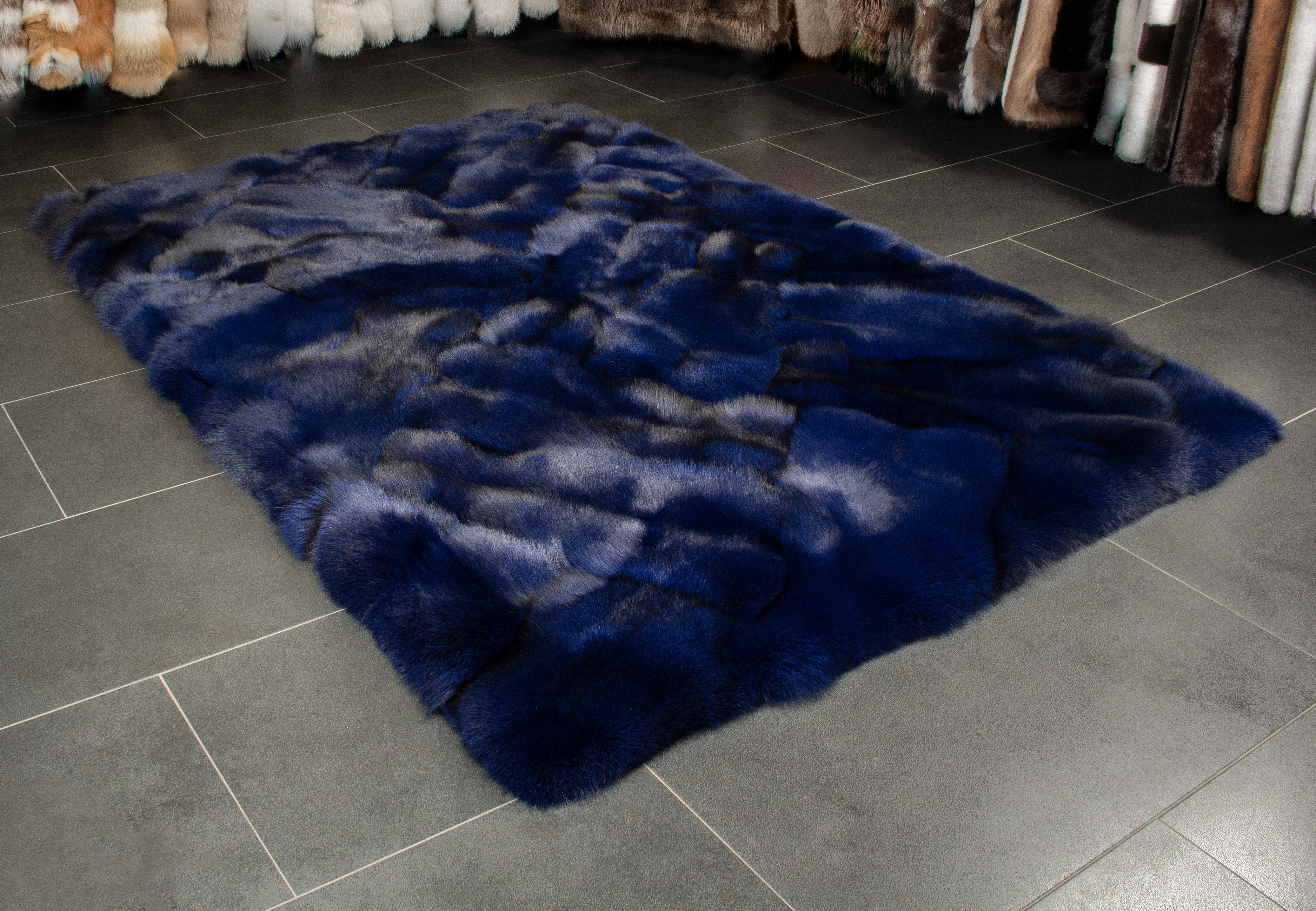 Blue Fox Fur Carpet "Midnight Blue"