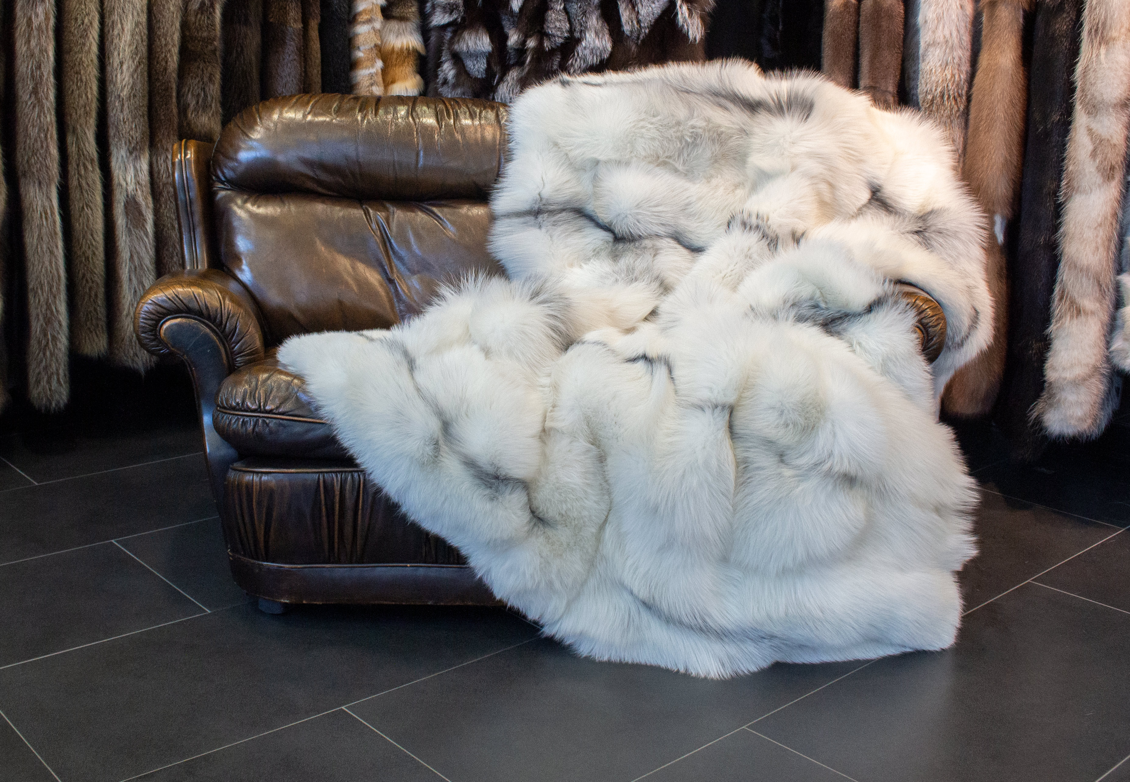 Arctic Marble Fox Fur Blanket