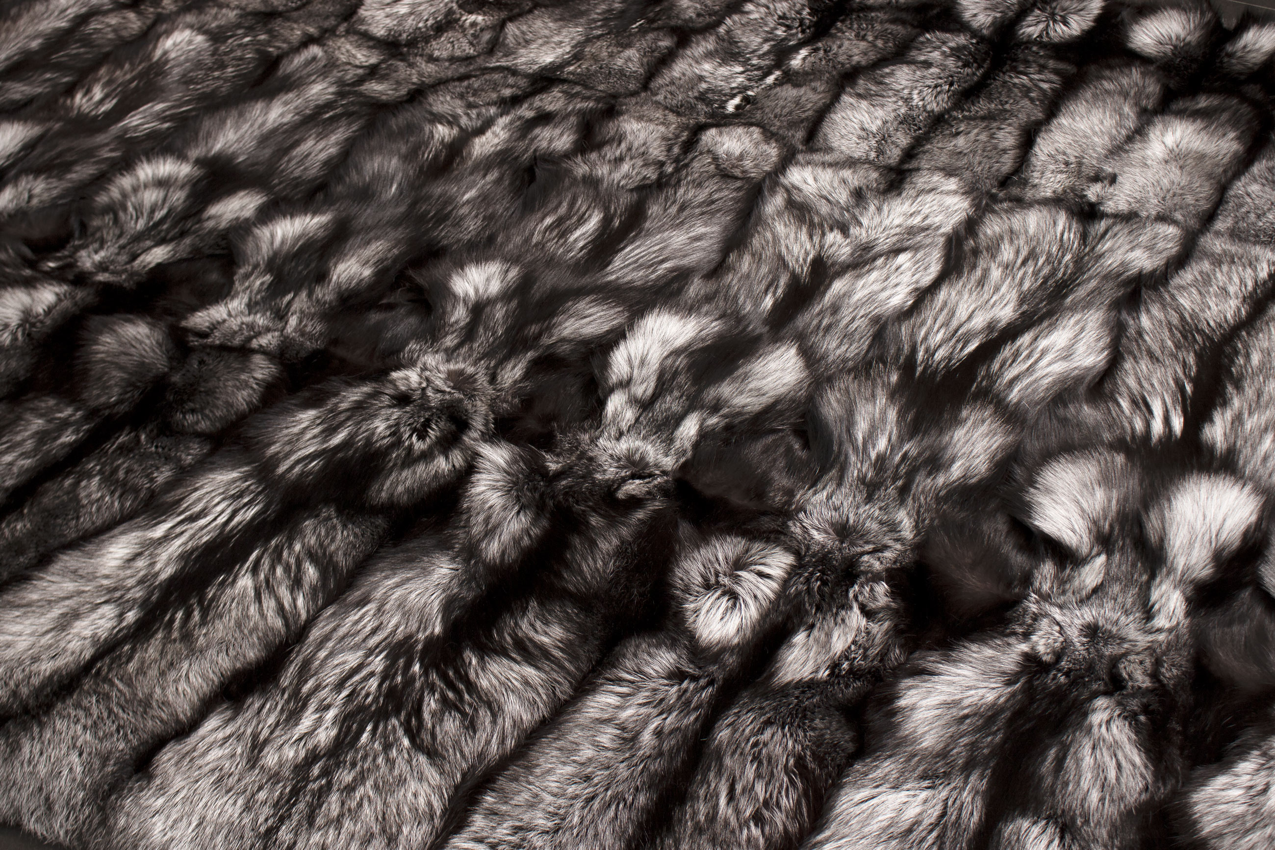 Silver Fox Fur Carpet made with Genuine Scandinavian Fox Fur