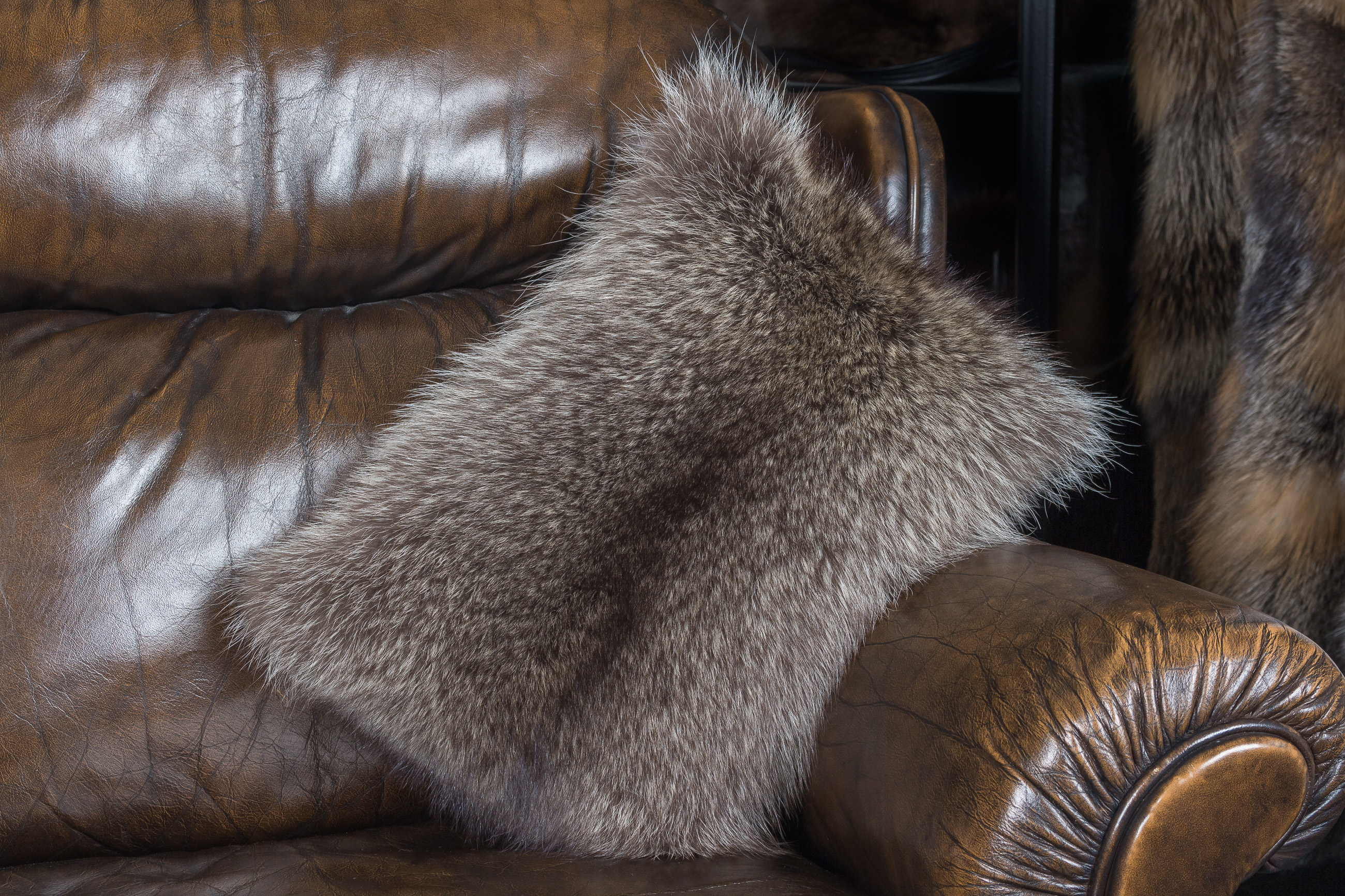 1-1376-Kleines-Waschbaer-Fellkissen-Lars-Paustian Little Raccoon Fur Pillow