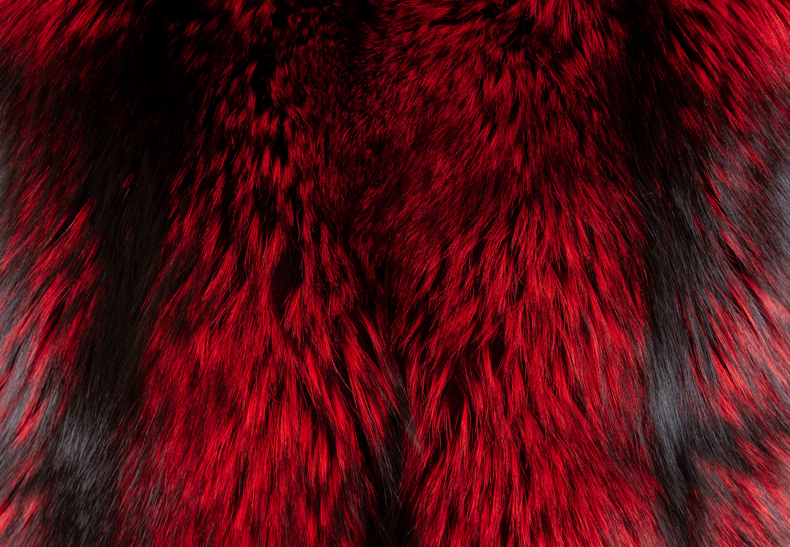 Noble Silver Fox Fur Pillow in Red