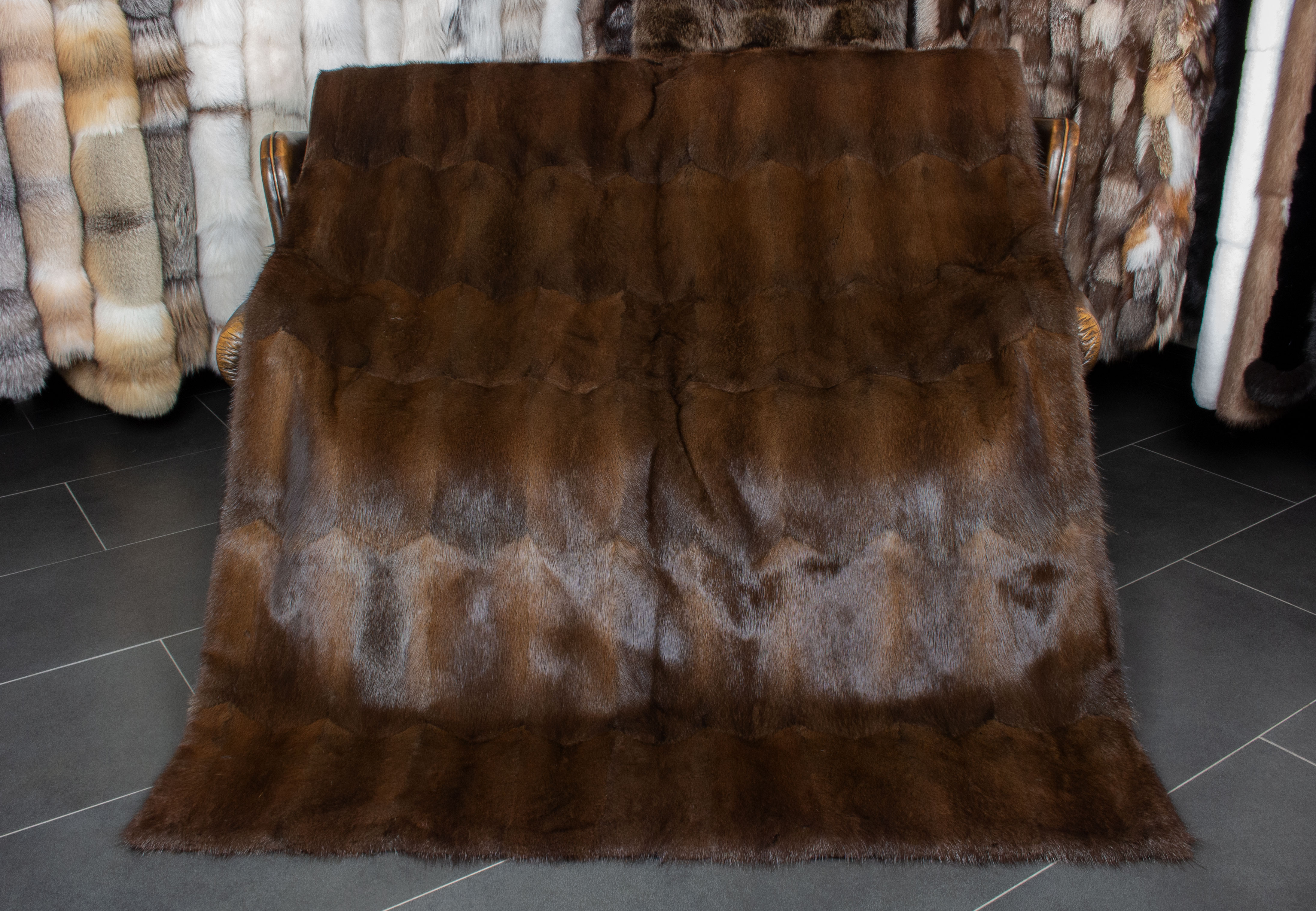 Brown Muskrat Fur Blanket