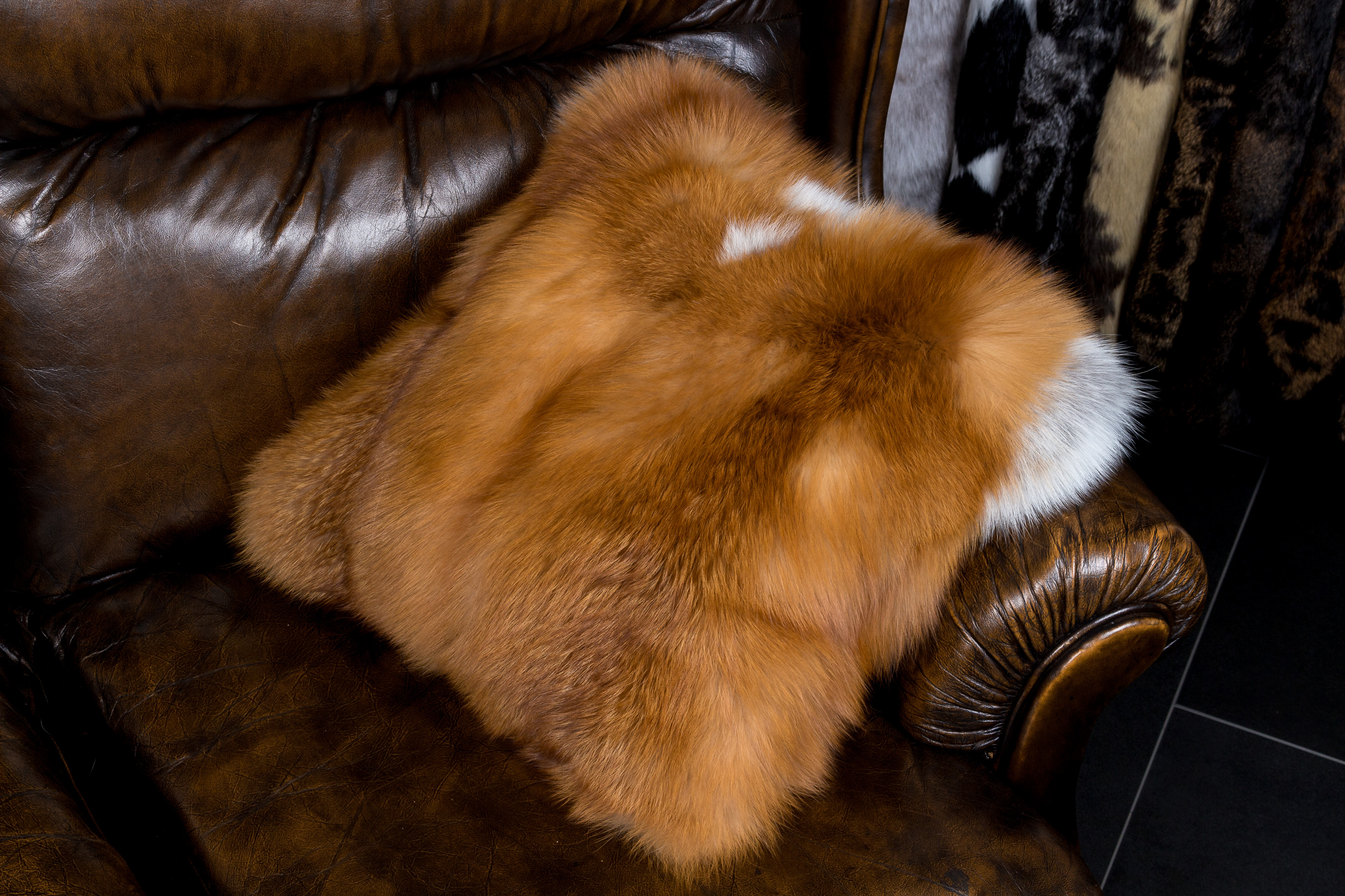 Fur pillow made of Canadian red fox